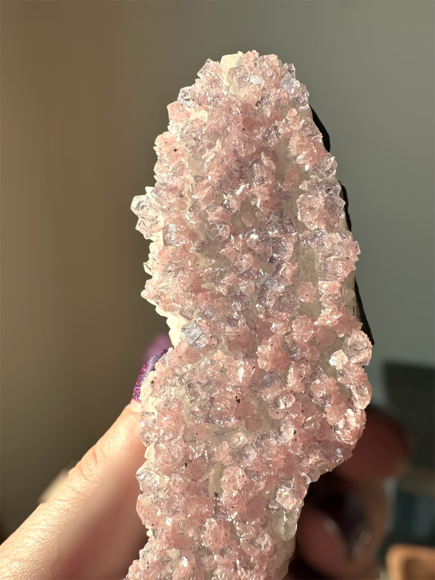 Gemmy Rhodochrosite, Fluorite. Wutong Mine, China