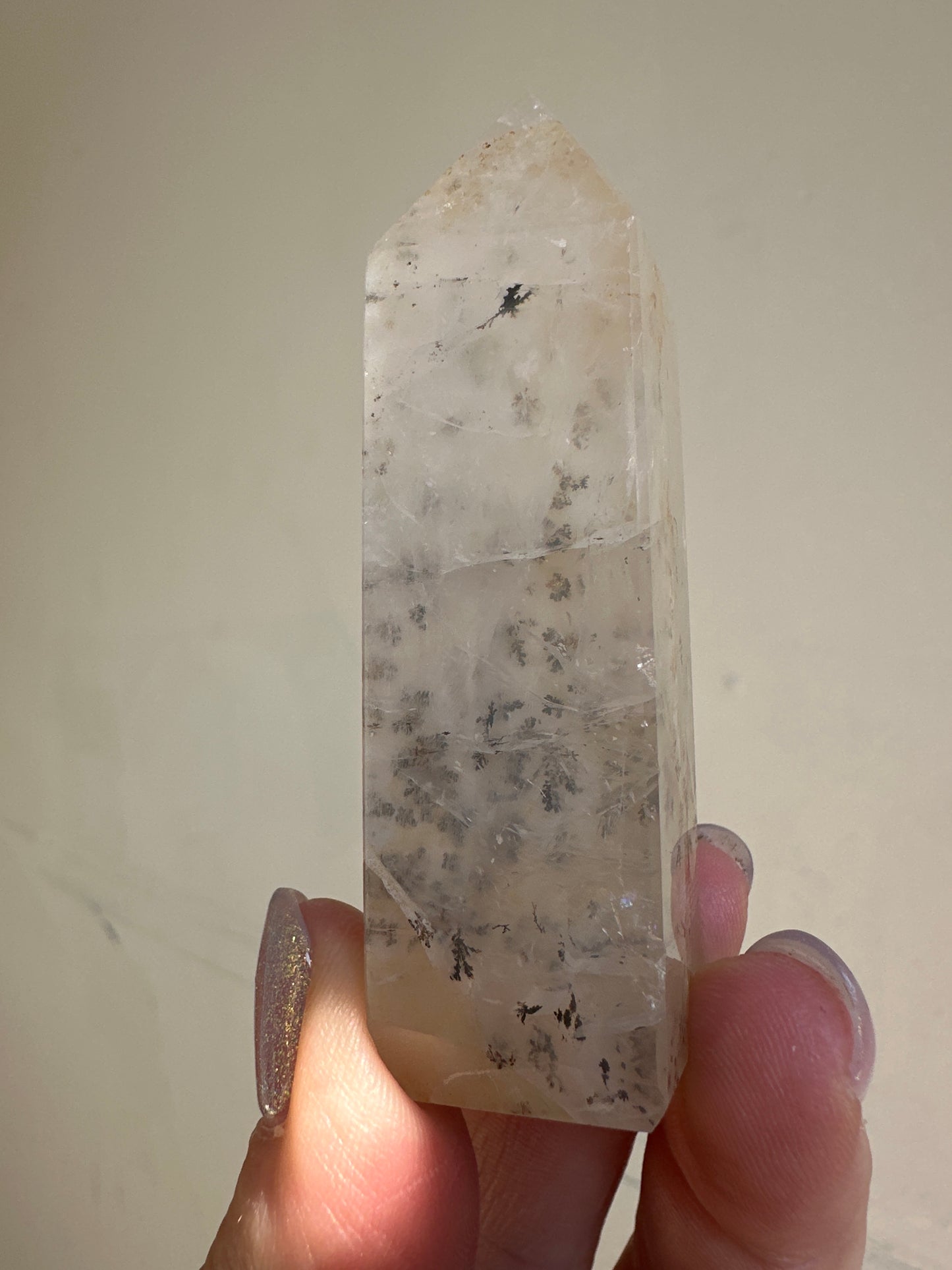 Dendrites in Quartz polished tower: Kazakhstan