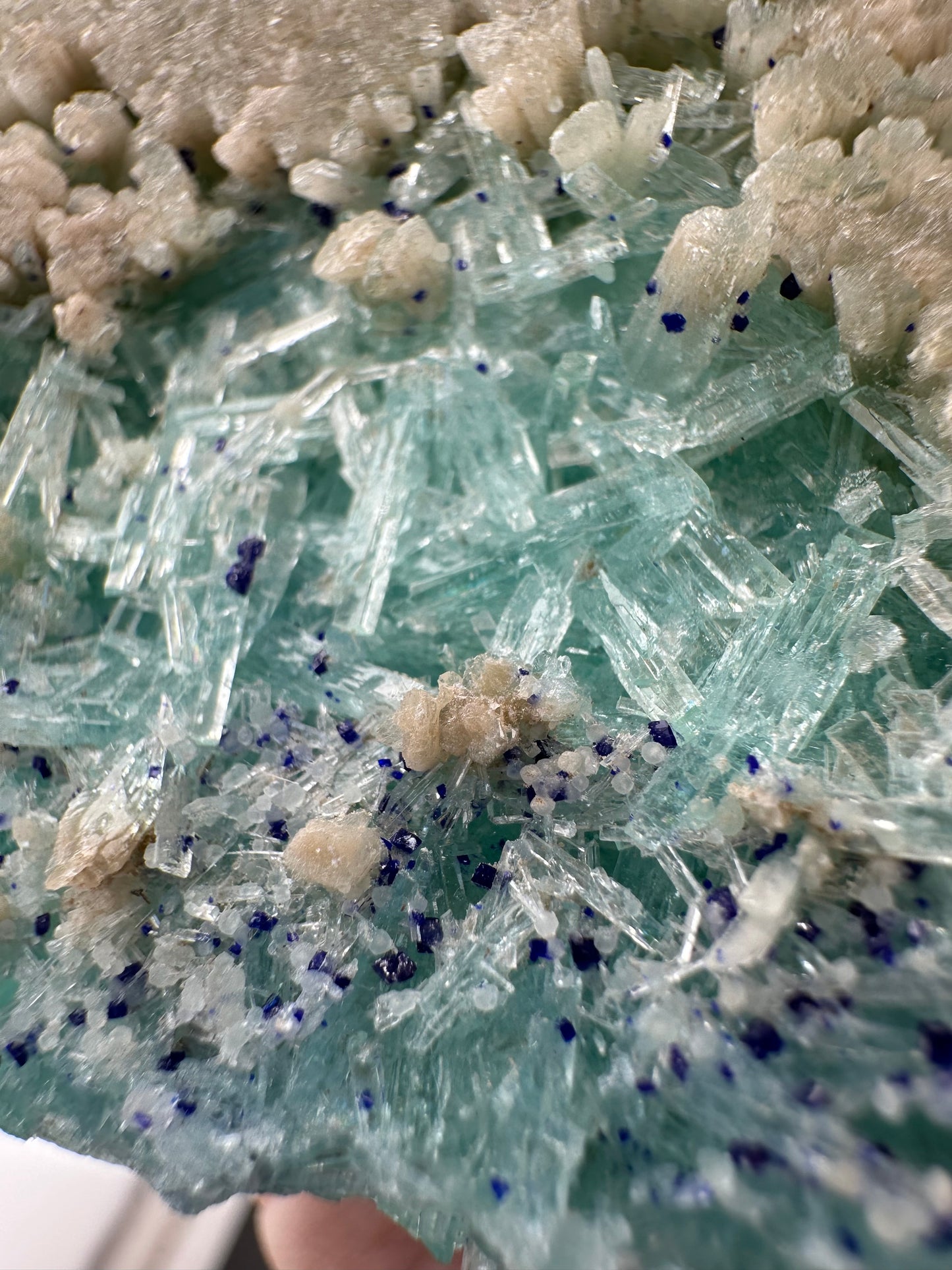 Aragonite with Smithsonite, Azurite