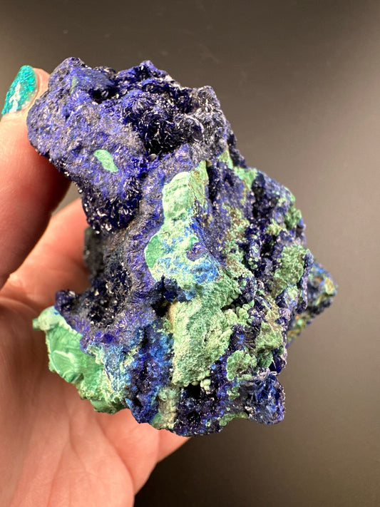 Azurite with Malachite, Goethite
