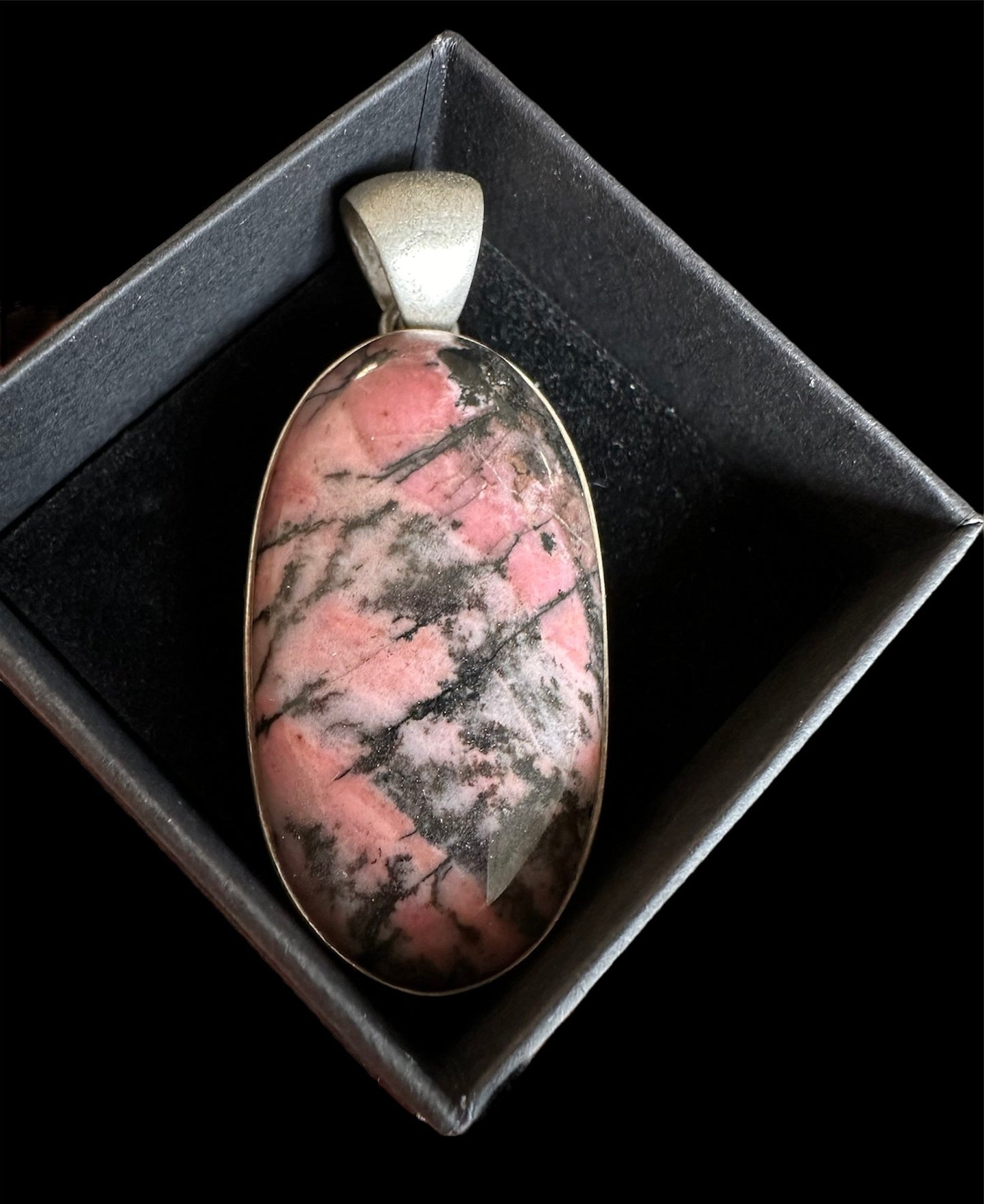 Rhodonite (Pink & Black) Pendant set in Silver