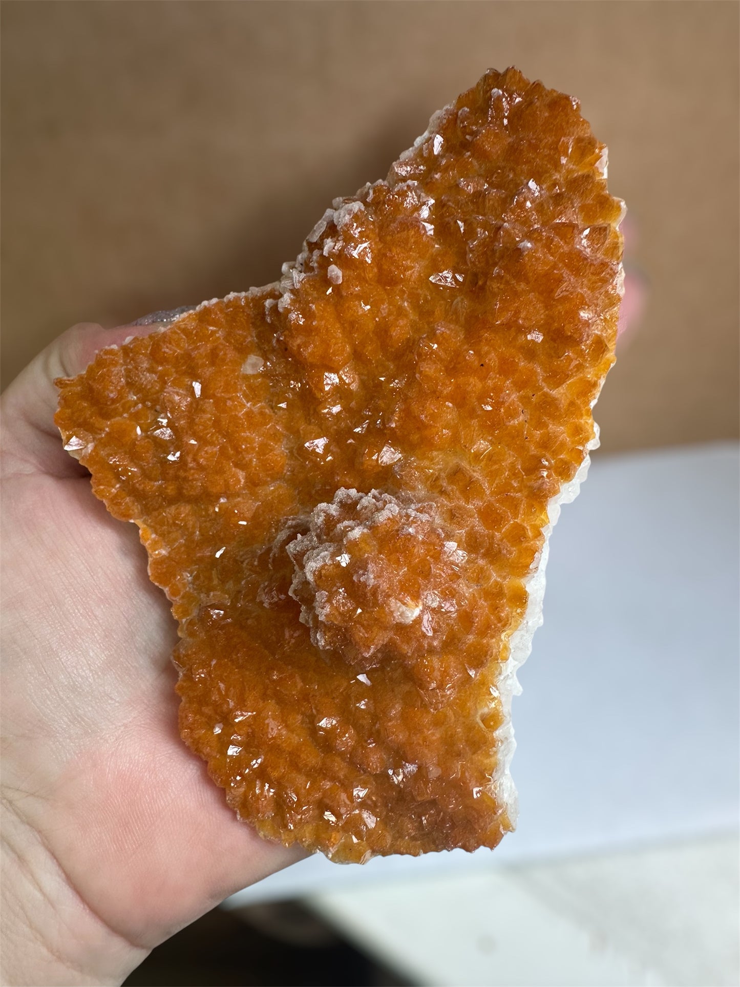 Orange Quartz with sugar calcite, Guangdong, China