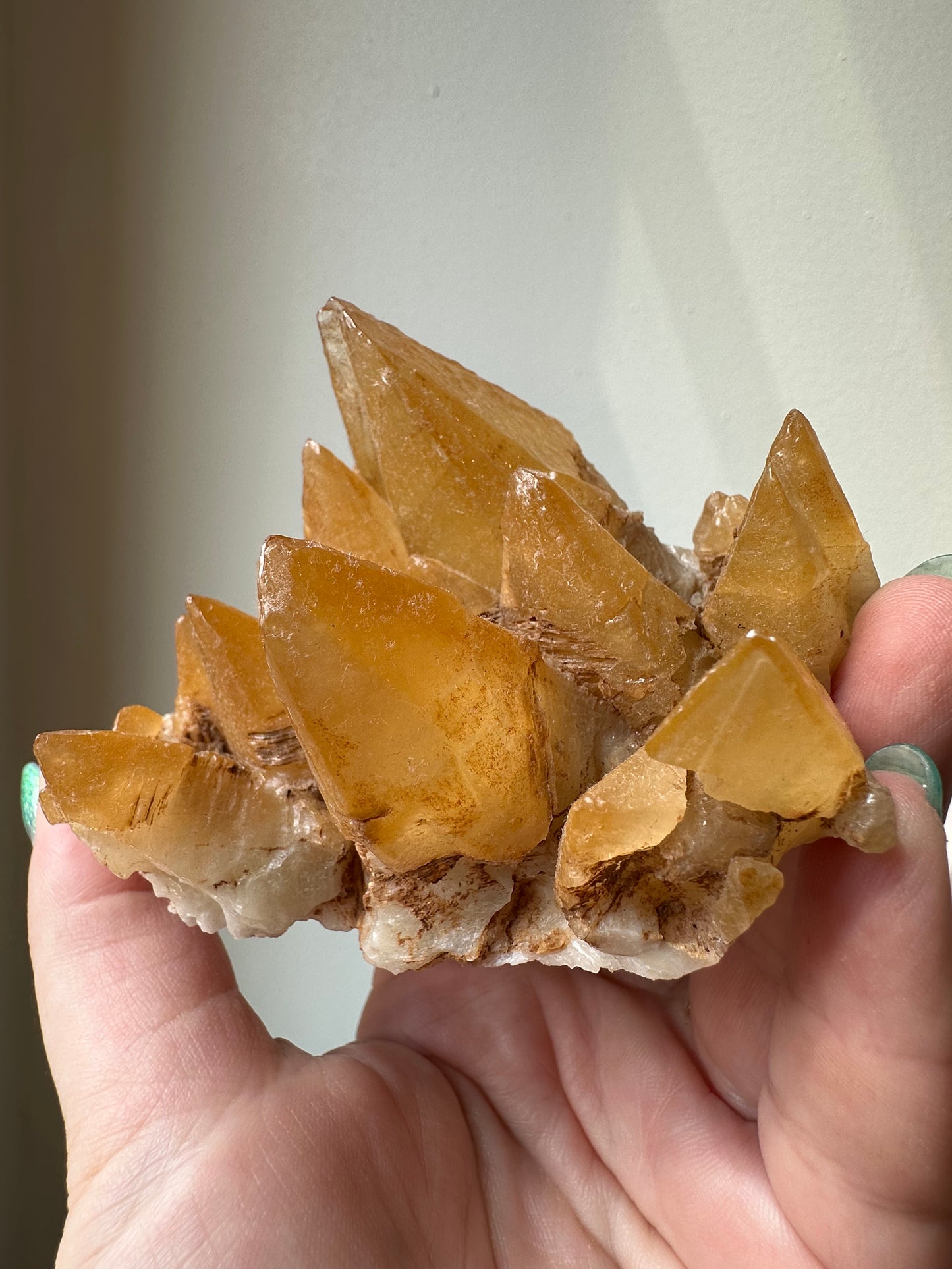 Honey dogtooth Calcite cluster. Morocco.