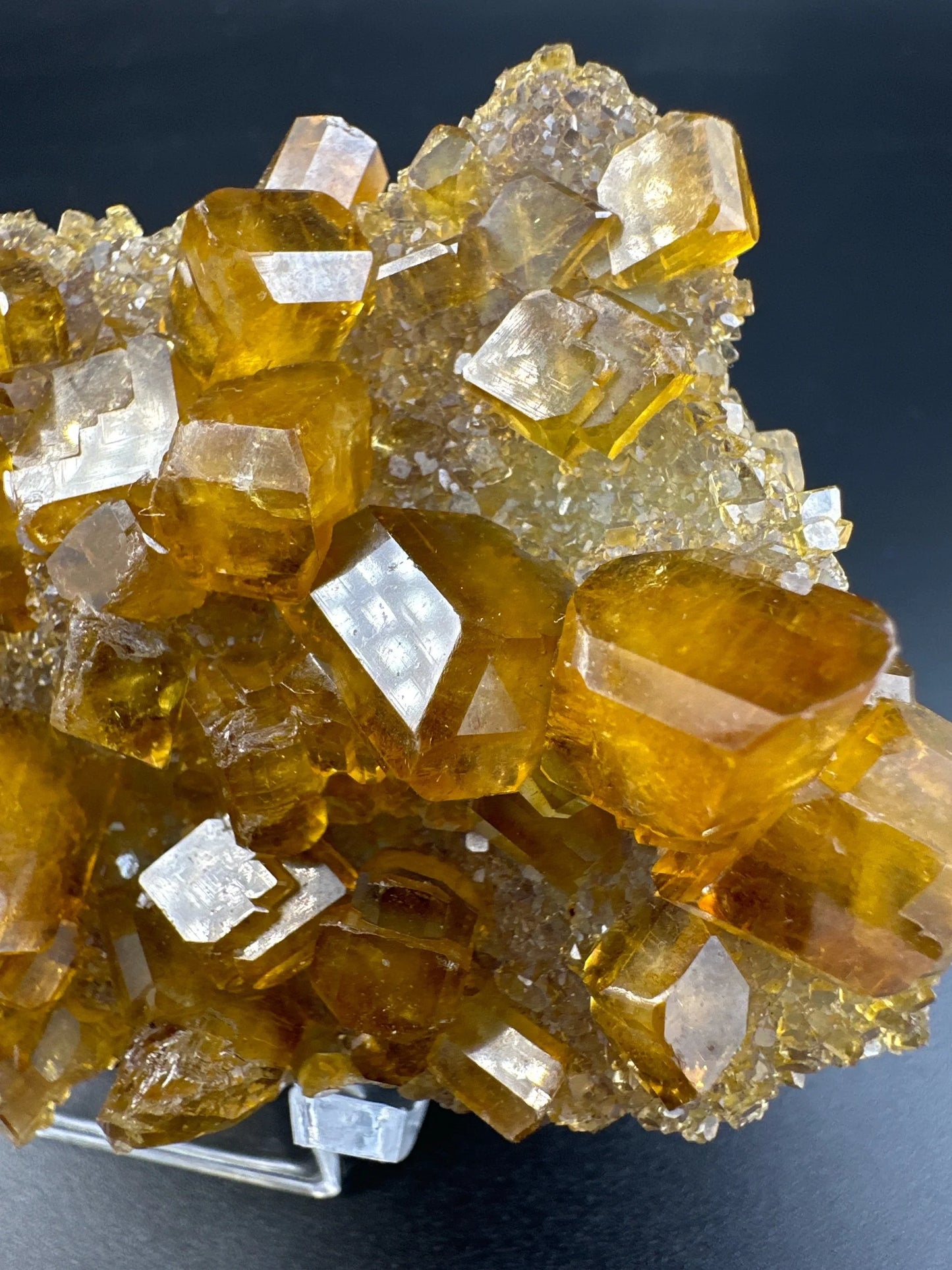 Golden Baryte (Barite) on green & purple Fluorite, Jiangxi