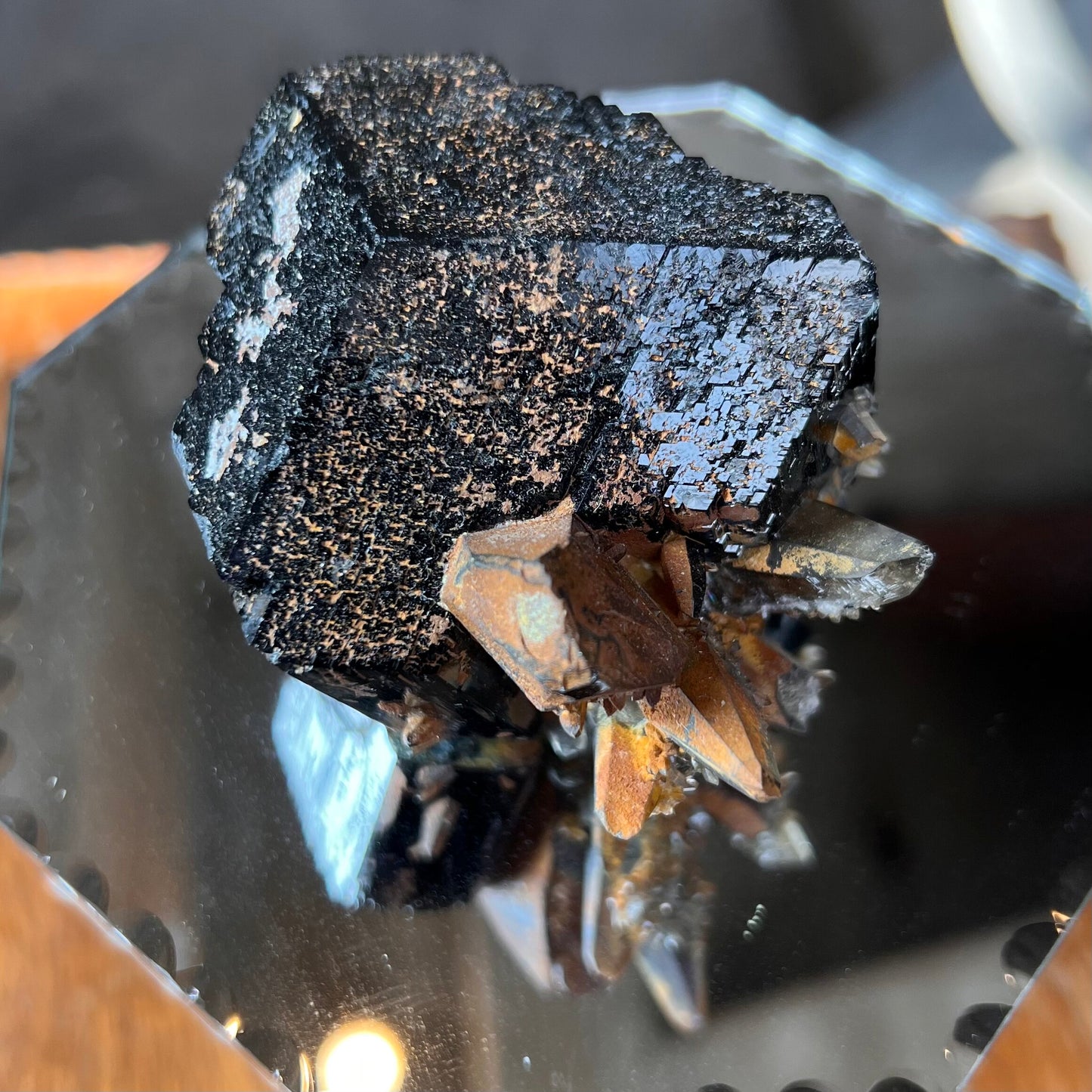 Smoky Quartz, Black Tourmaline (schorl) with Benz termination, Erongo Mtns, Namibia