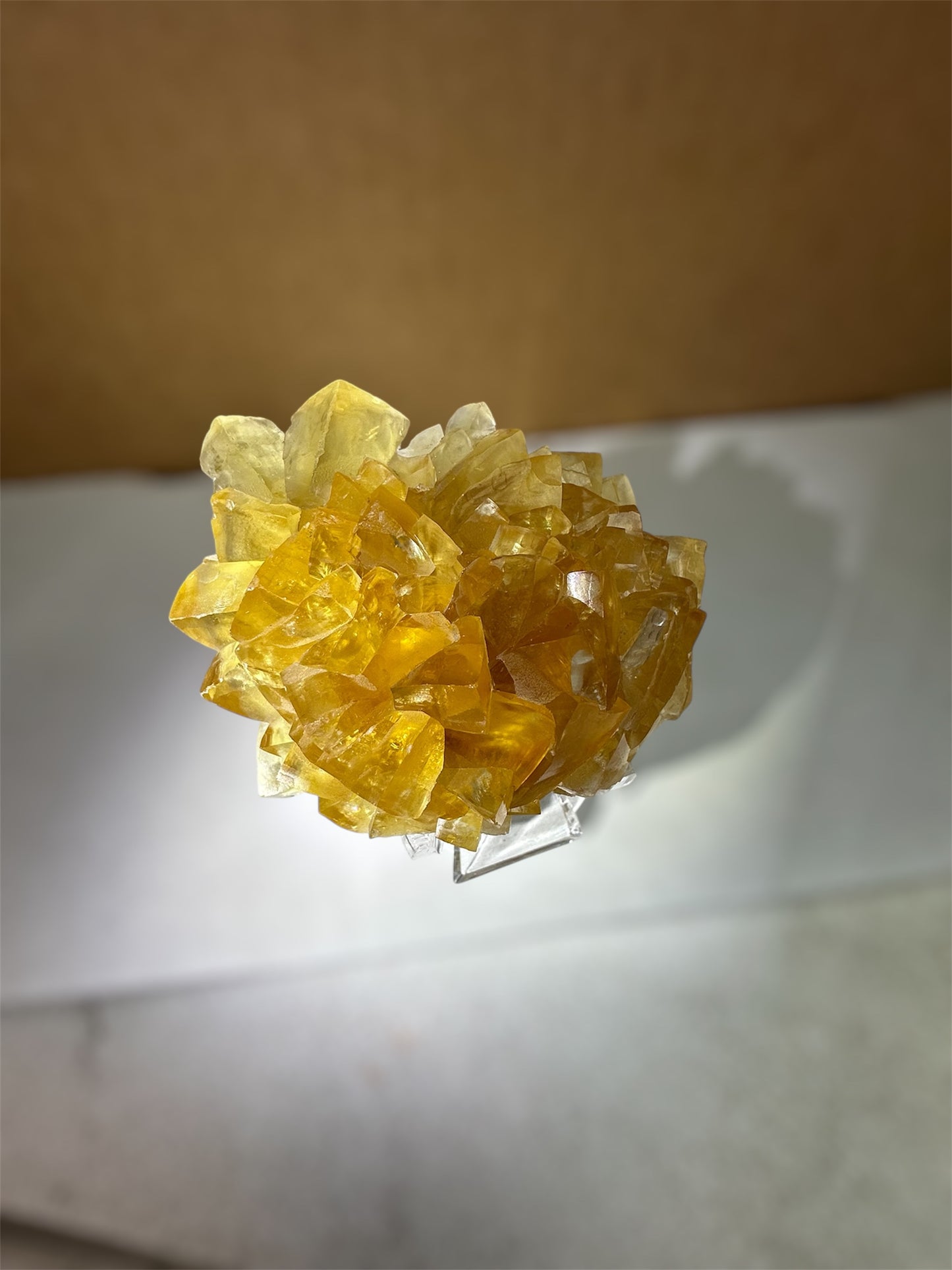 Honey Calcite cluster, Fujian. UV