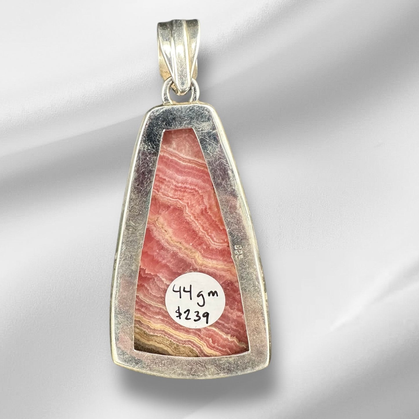 Statement Rhodochrosite Pendant set in silver