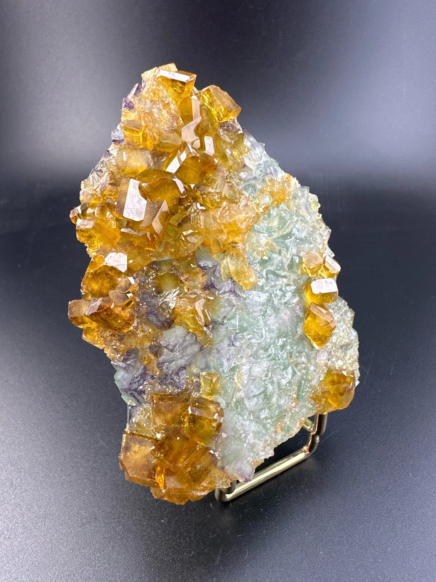 Golden Baryte / Barite on Green & Purple Fluorite, Jiangxi