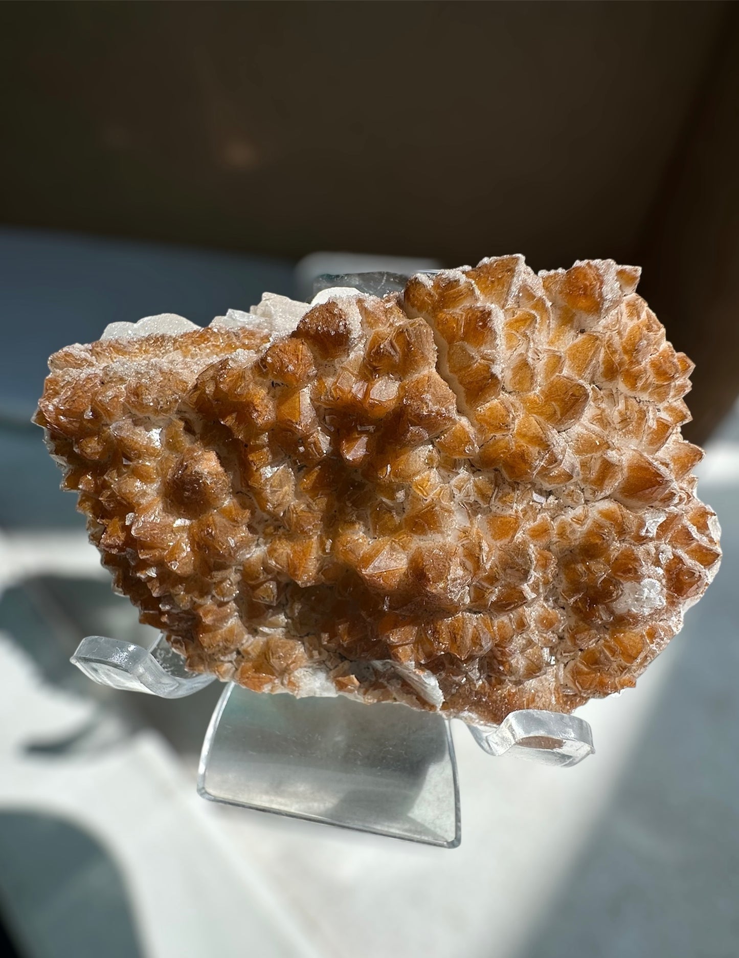 Orange Quartz with sugar calcite, Guangdong, China