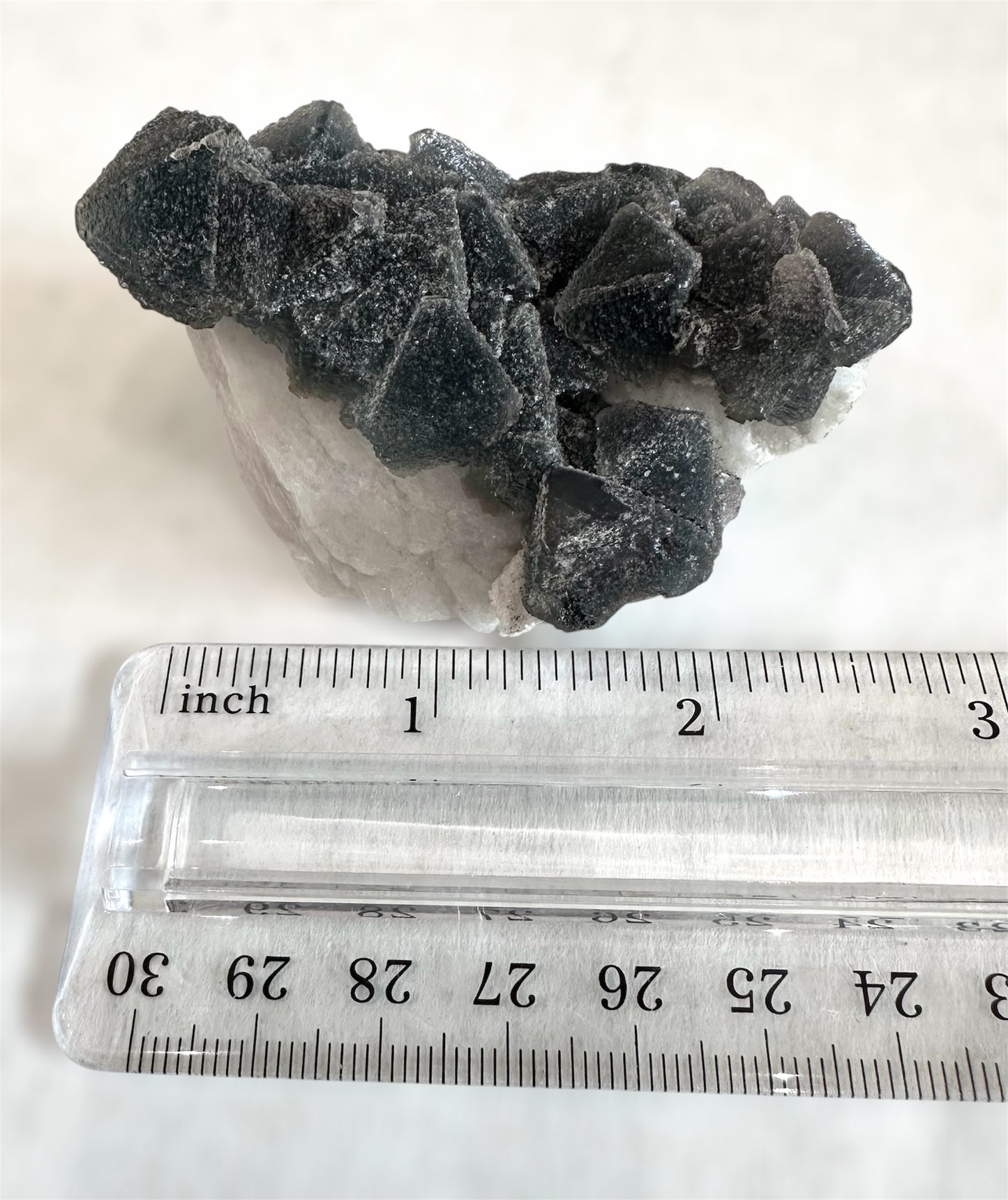 Blue/Green Octahedral Fluorite on Candle Quartz