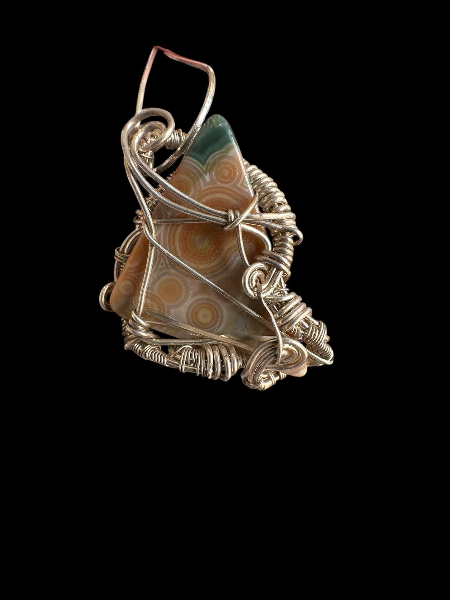 Ocean Jasper wrapped in silver, (2nd vein)