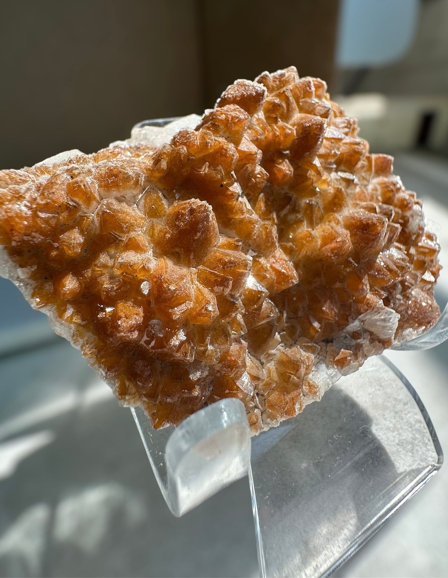 Orange Quartz with sugar calcite, Guangdong, China