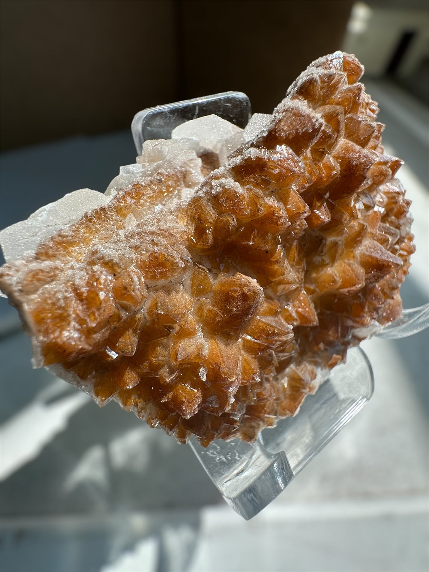 Orange Quartz with sugar calcite, Guangdong, China