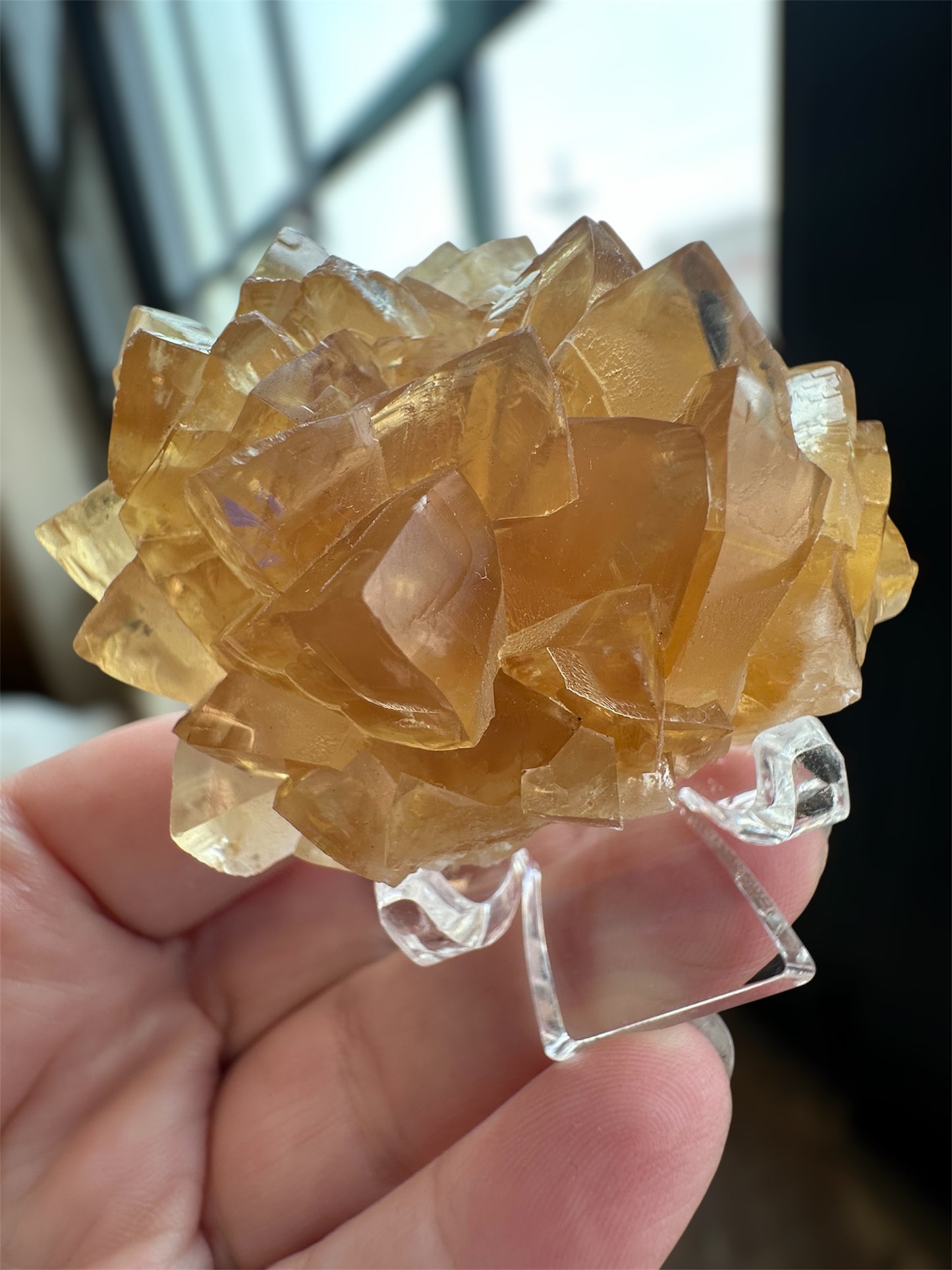 Honey Calcite cluster, Fujian. UV