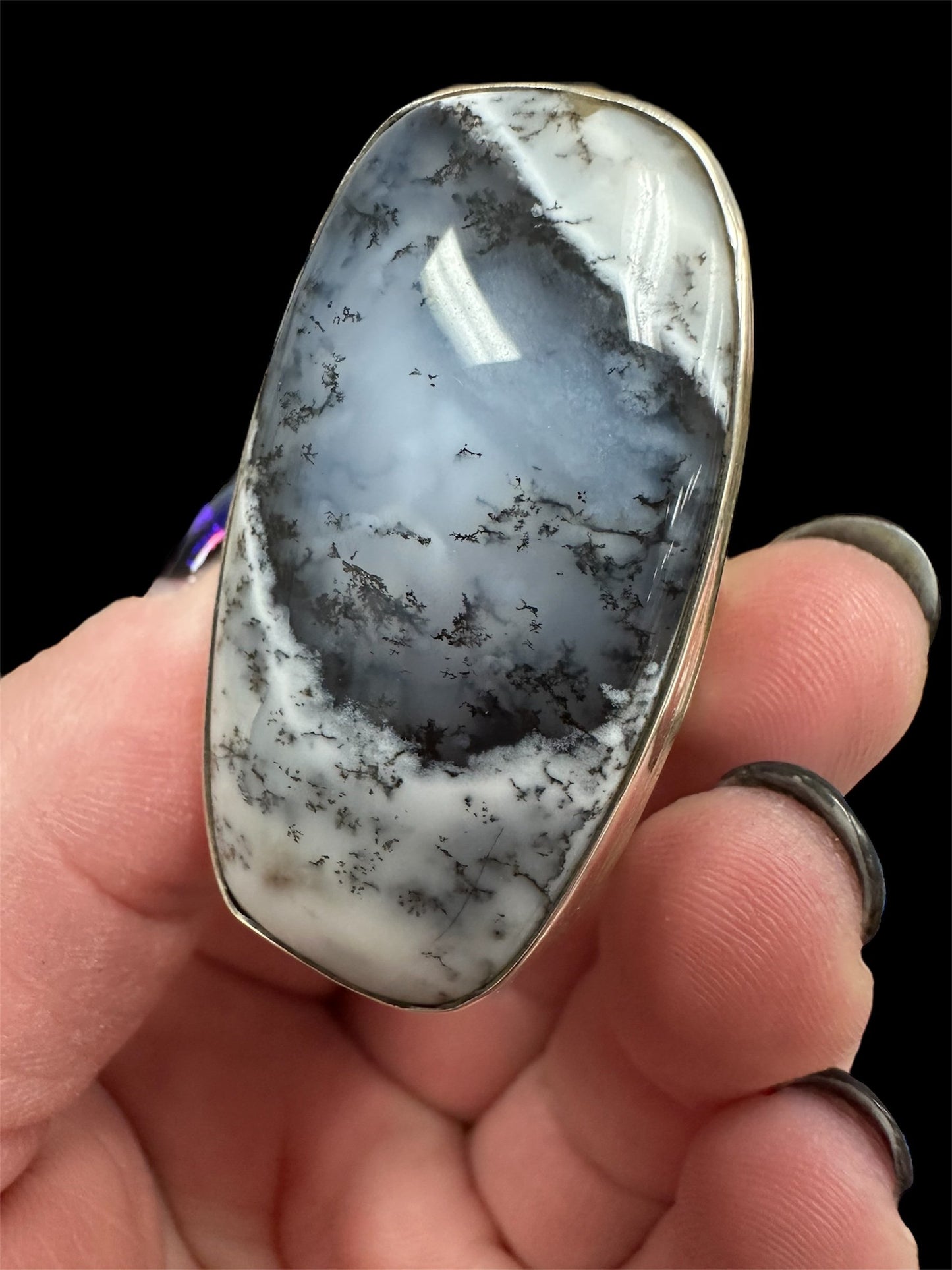 Dendritic Opal Ring in silver sz. 8.75