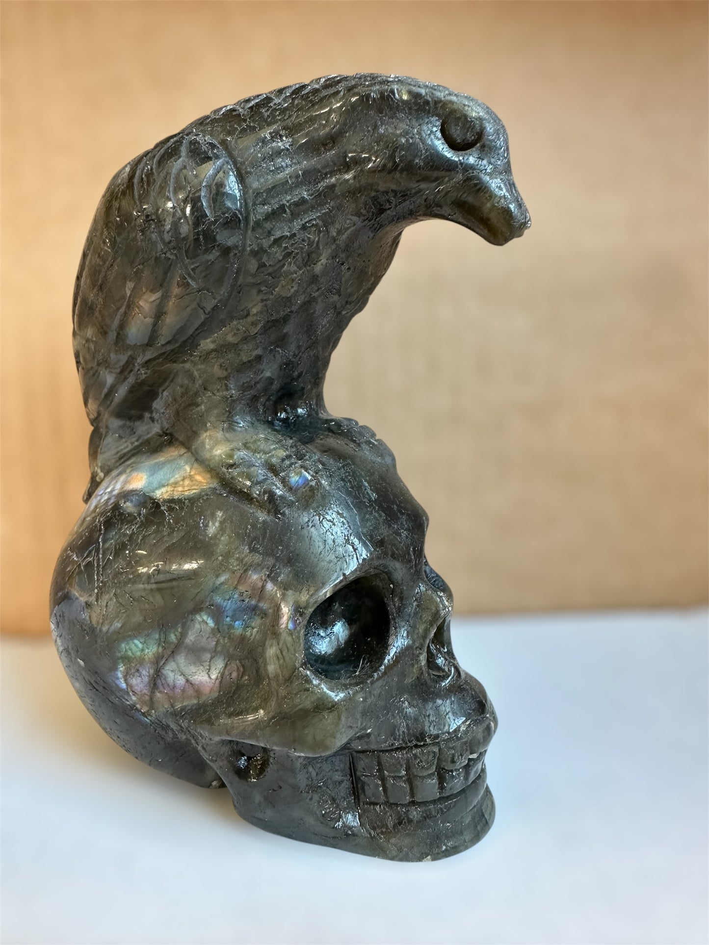 Raven & Skull carved Labradorite
