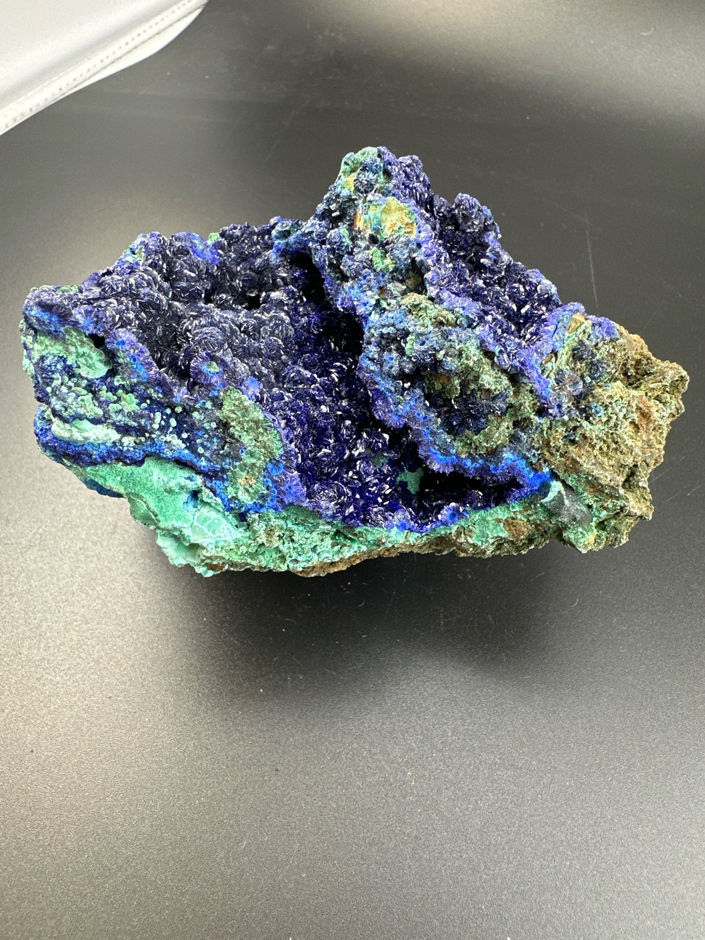 Azurite with Malachite, Goethite