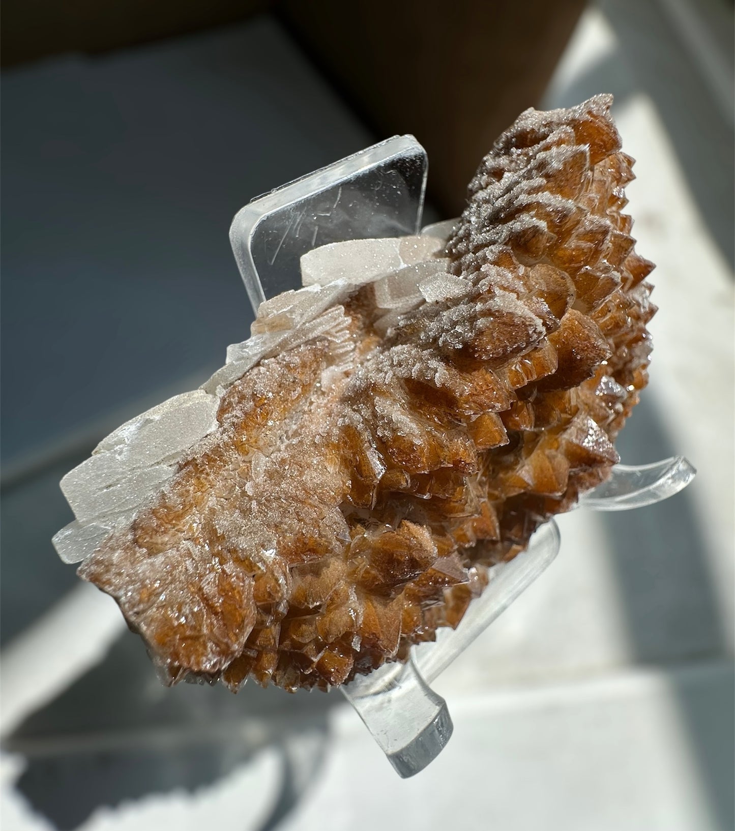 Orange Quartz with sugar calcite, Guangdong, China
