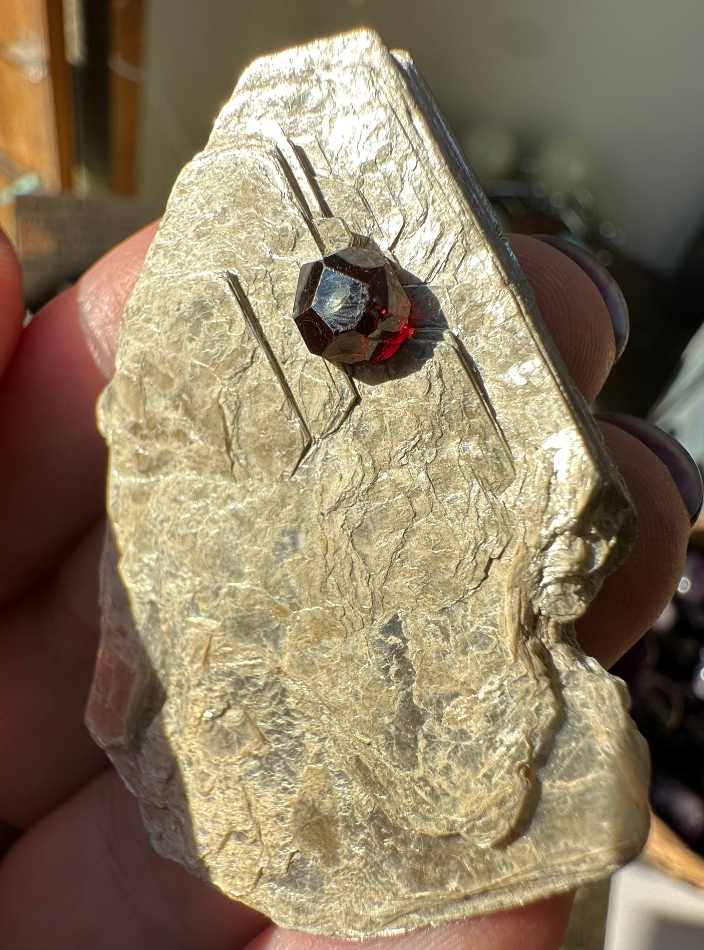 Garnet (Spessartine) on Muscovite, Pakistan