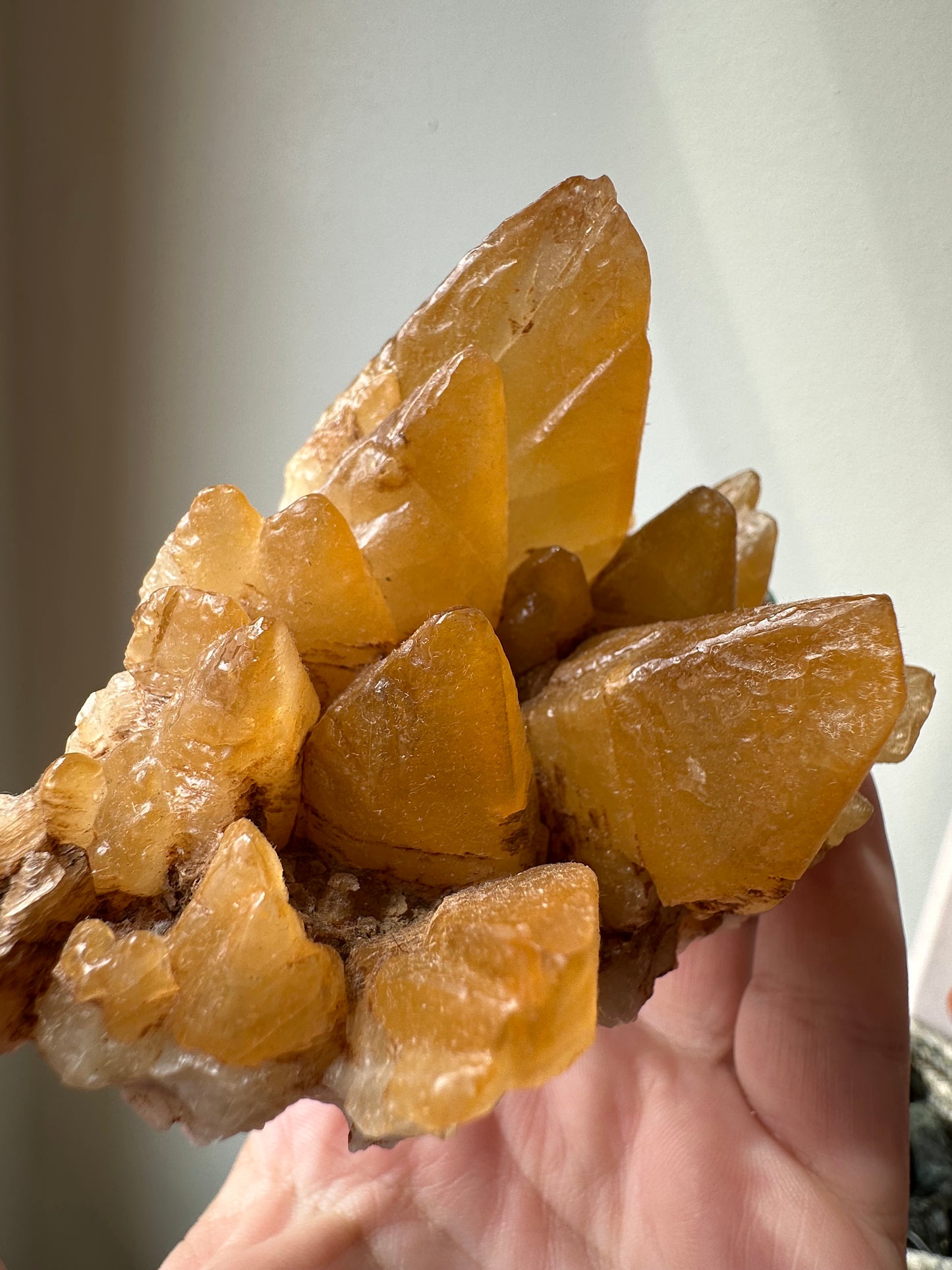 Honey dogtooth Calcite cluster. Morocco.