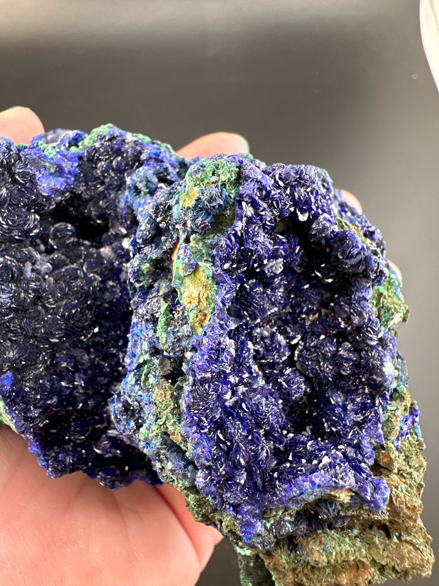 Azurite with Malachite, Goethite