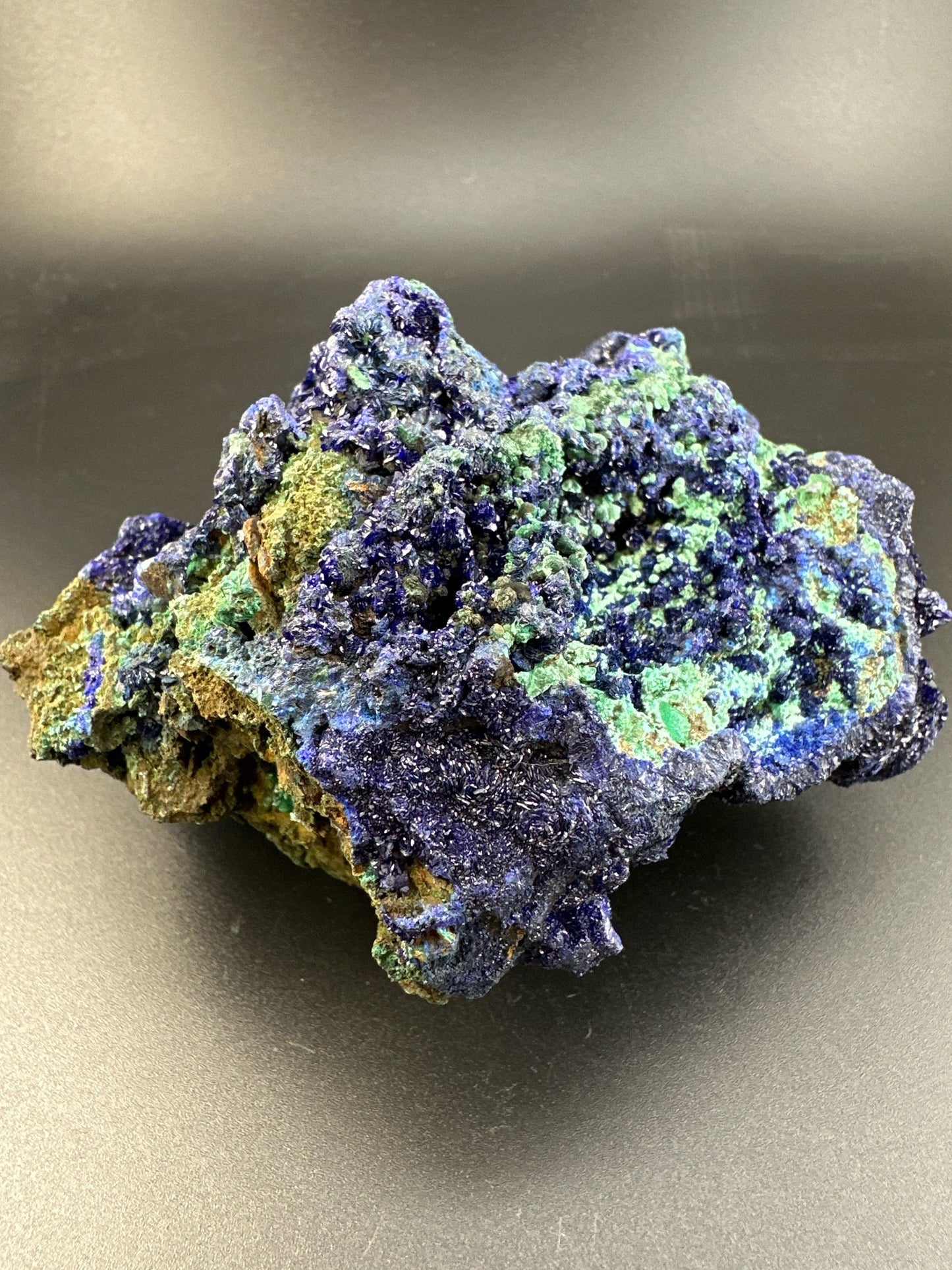 Azurite with Malachite, Goethite