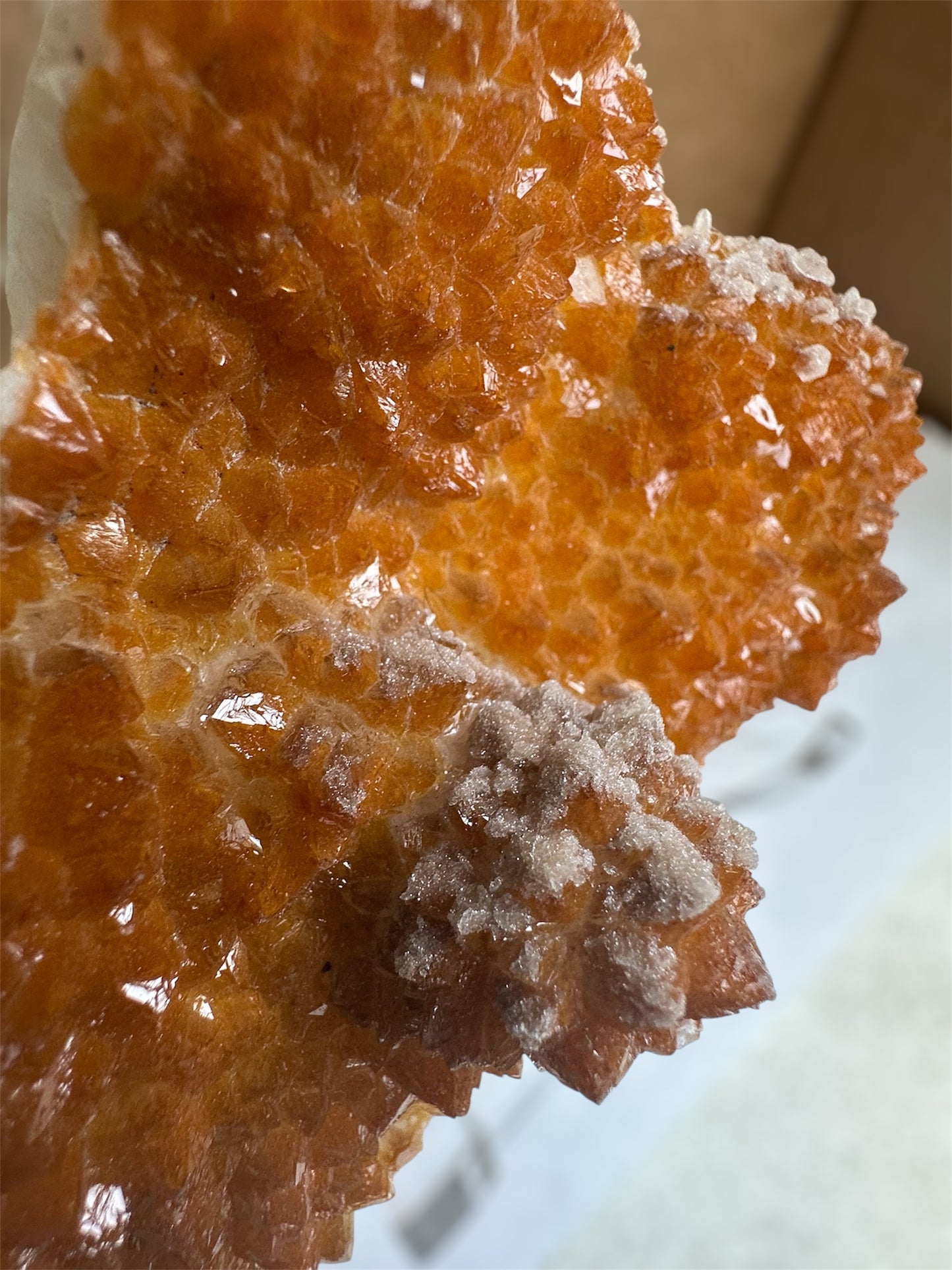 Orange Quartz with sugar calcite, Guangdong, China