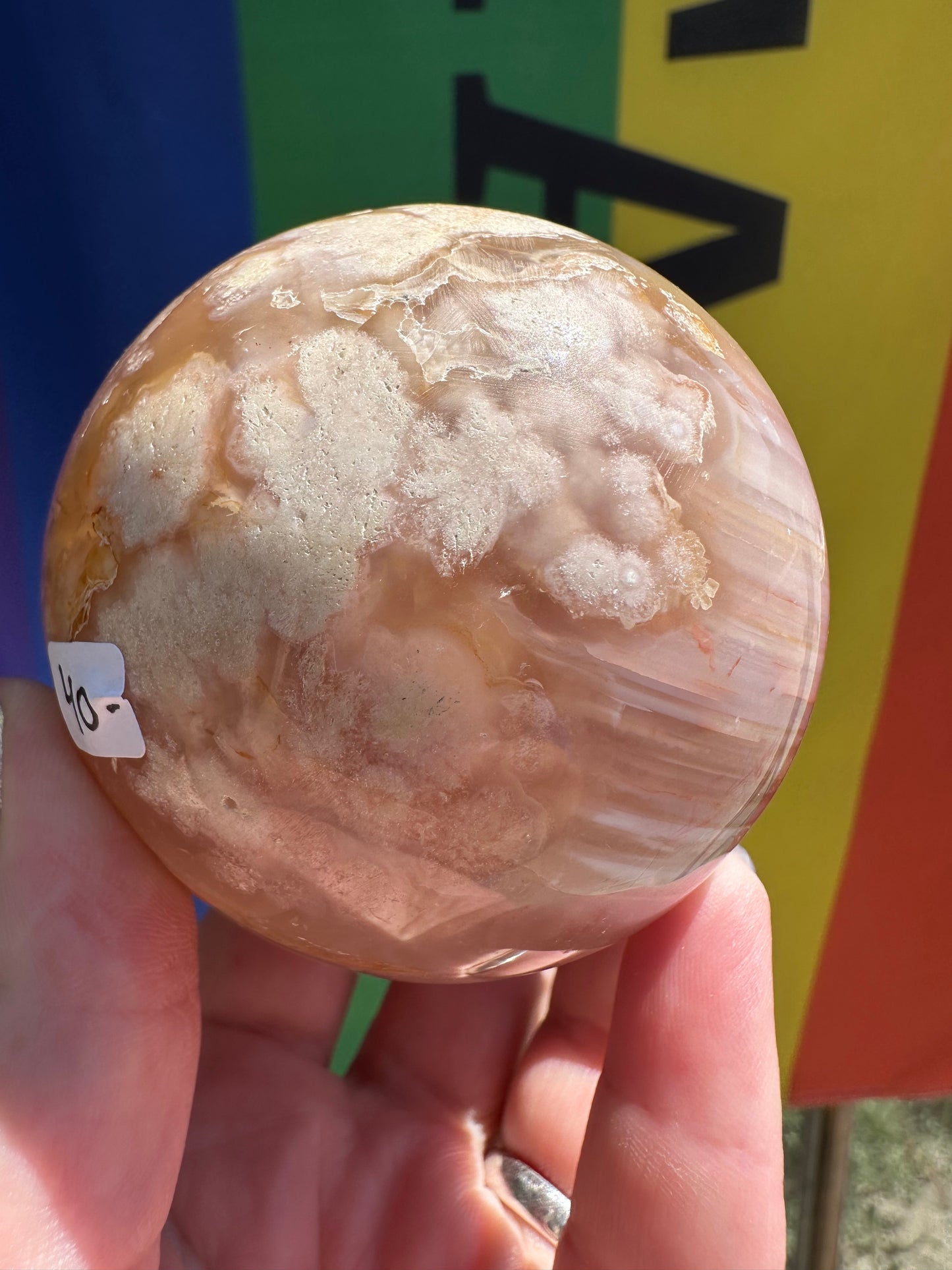 Flower & Waterline Agate sphere