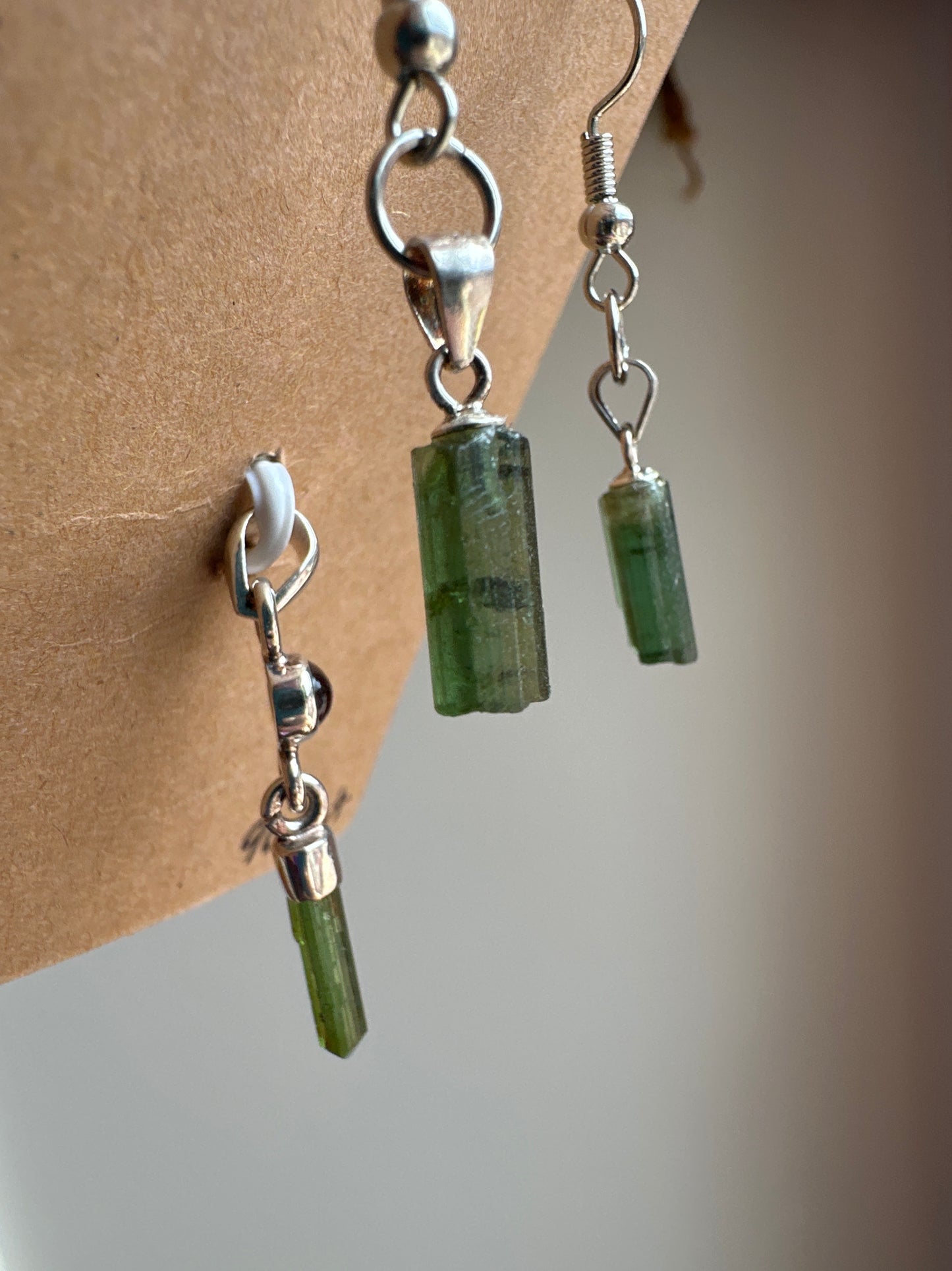 Green Tourmaline earrings & Pendant set