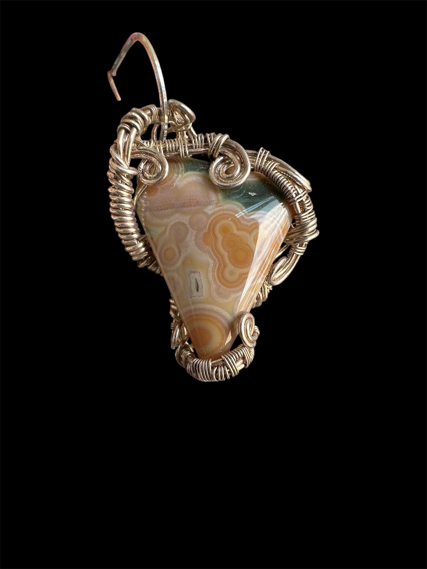 Ocean Jasper wrapped in silver, (2nd vein)