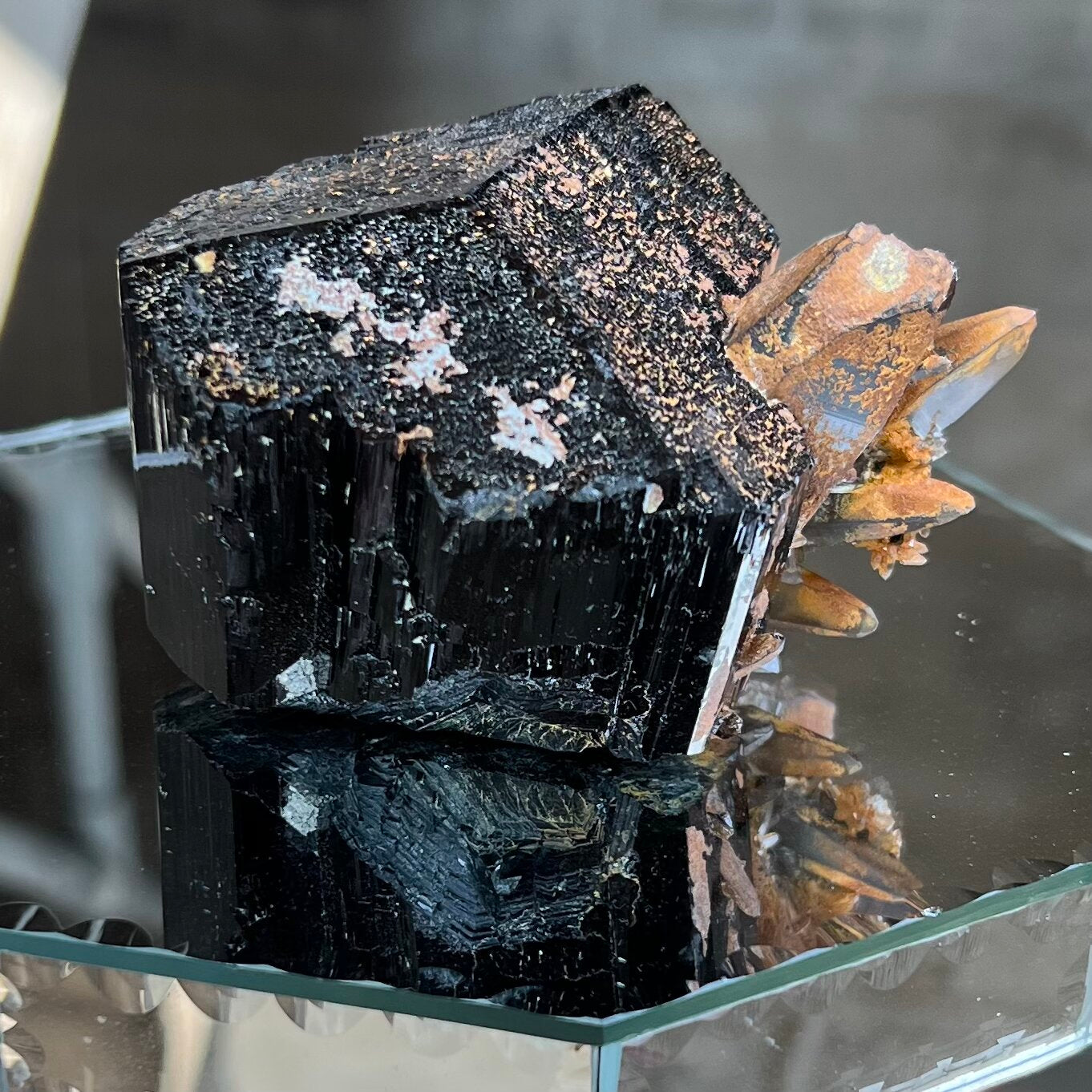 Smoky Quartz, Black Tourmaline (schorl) with Benz termination, Erongo Mtns, Namibia
