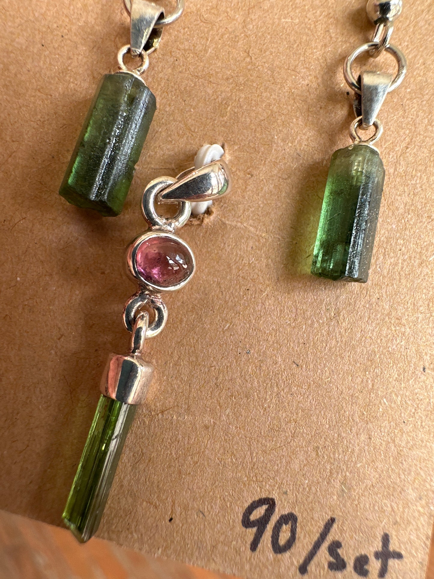 Green Tourmaline earrings & Pendant set