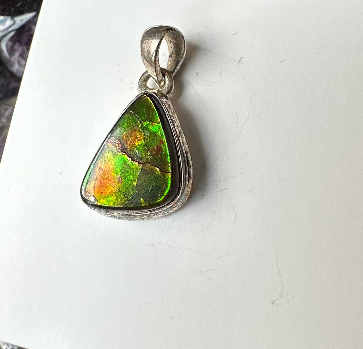 Rainbow Ammolite Fossil pendant- Choose