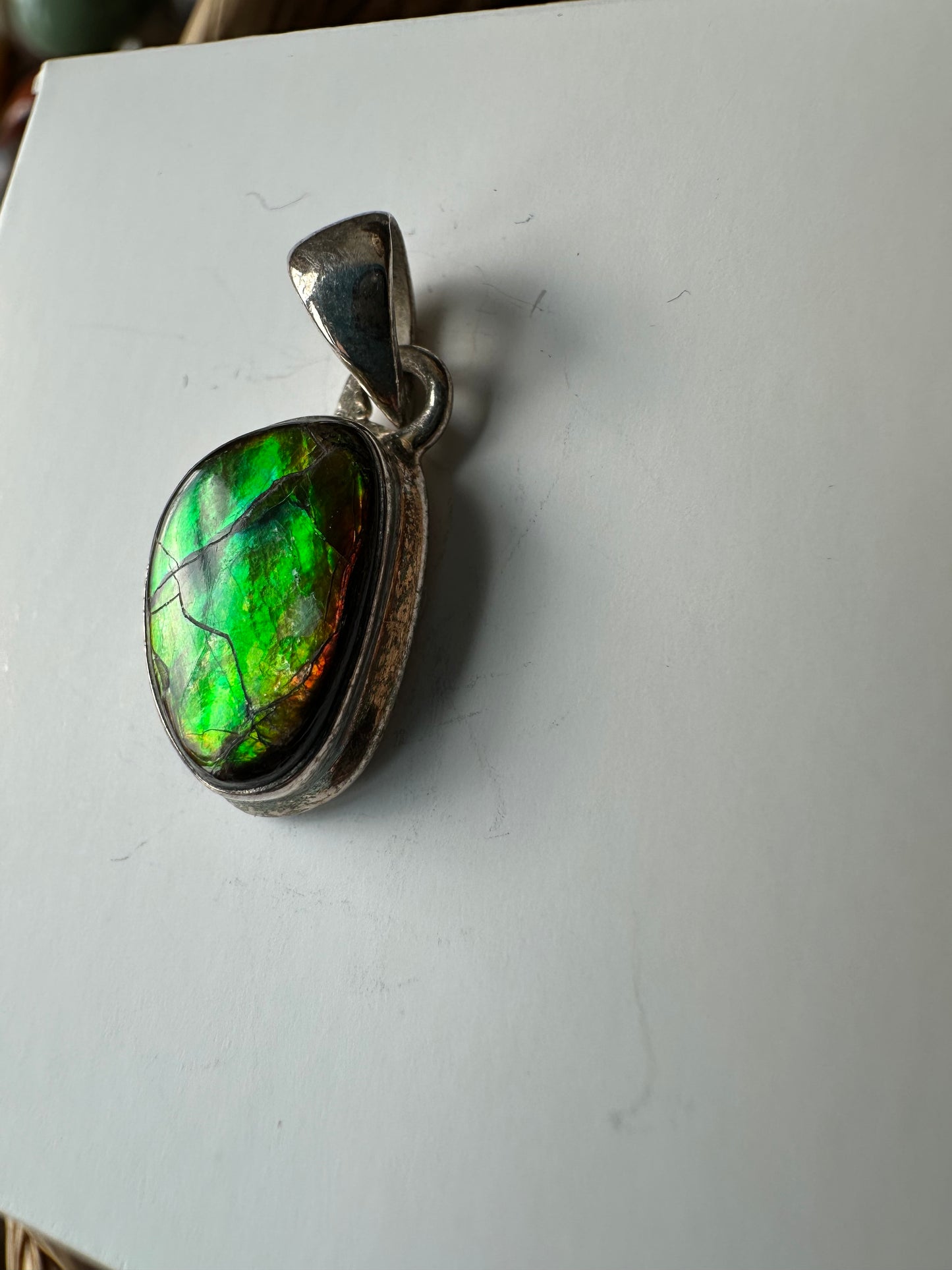 Rainbow Ammolite Fossil pendant- Choose