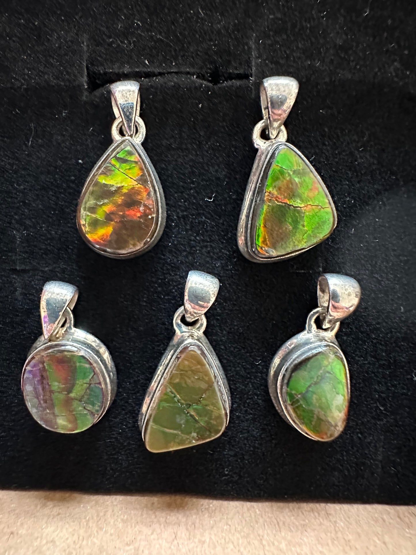 Rainbow Ammolite Fossil pendant- Choose