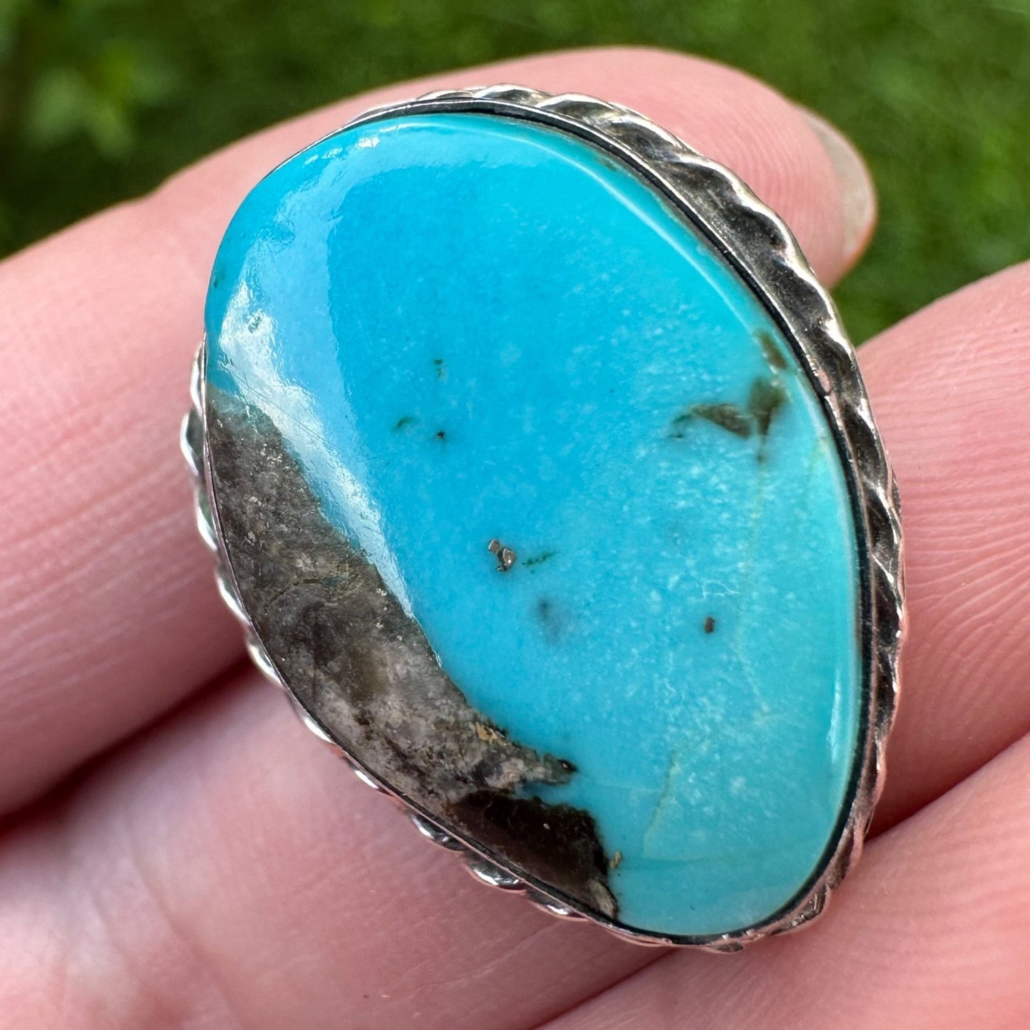 vintage Turquoise ring set in silver sz. 5.5