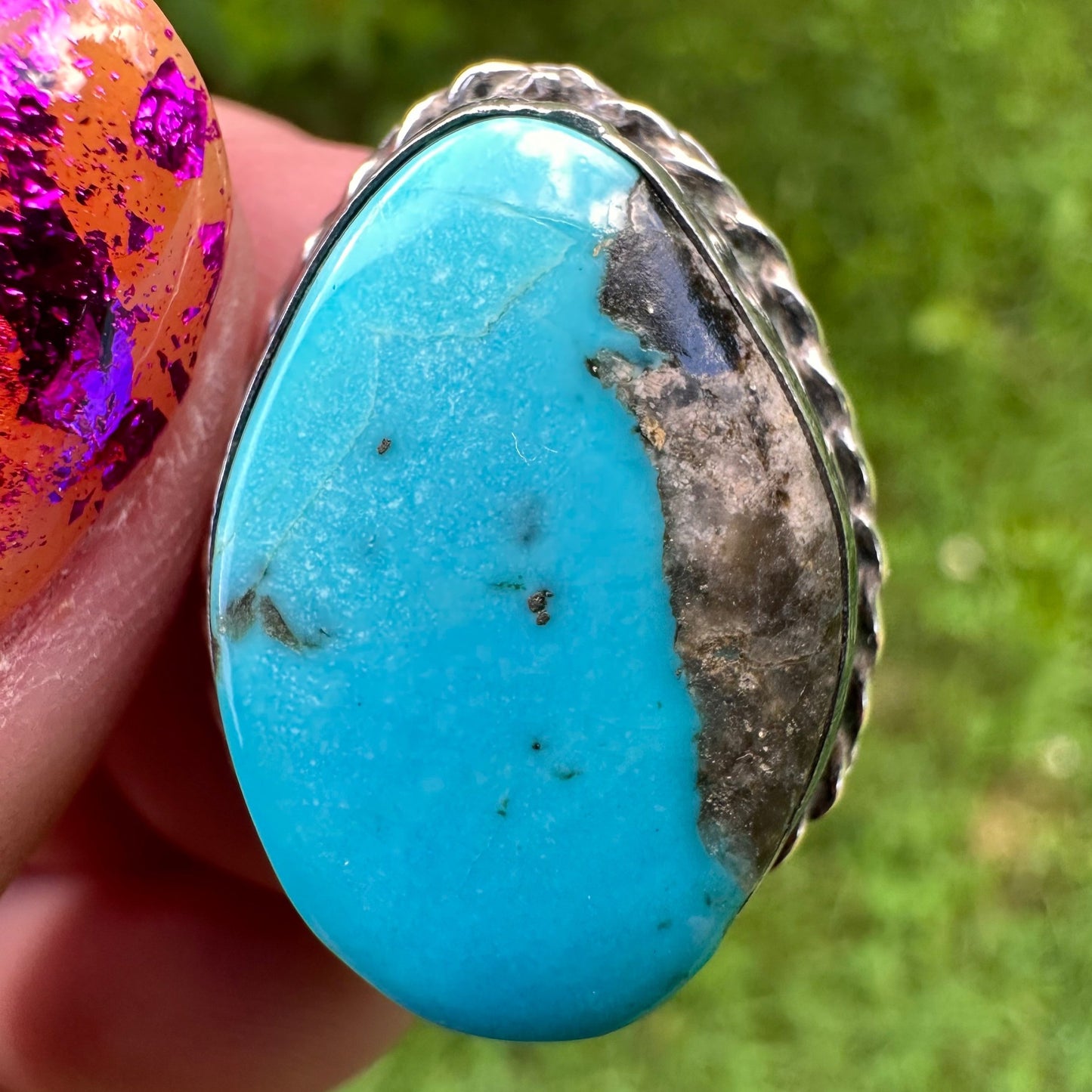 vintage Turquoise ring set in silver sz. 5.5