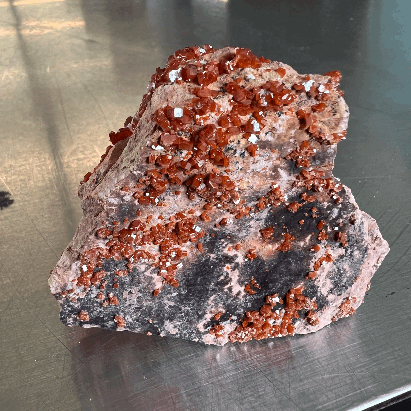 Vanadinite on matrix, Morocco