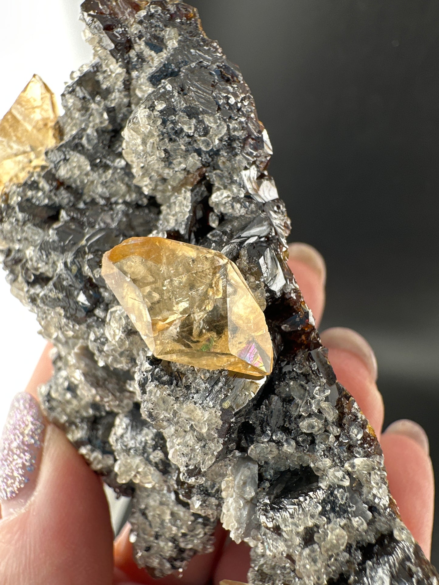 Calcite, Sphalerite, from the Cumberland Mine (Tennessee). Xcellent UV