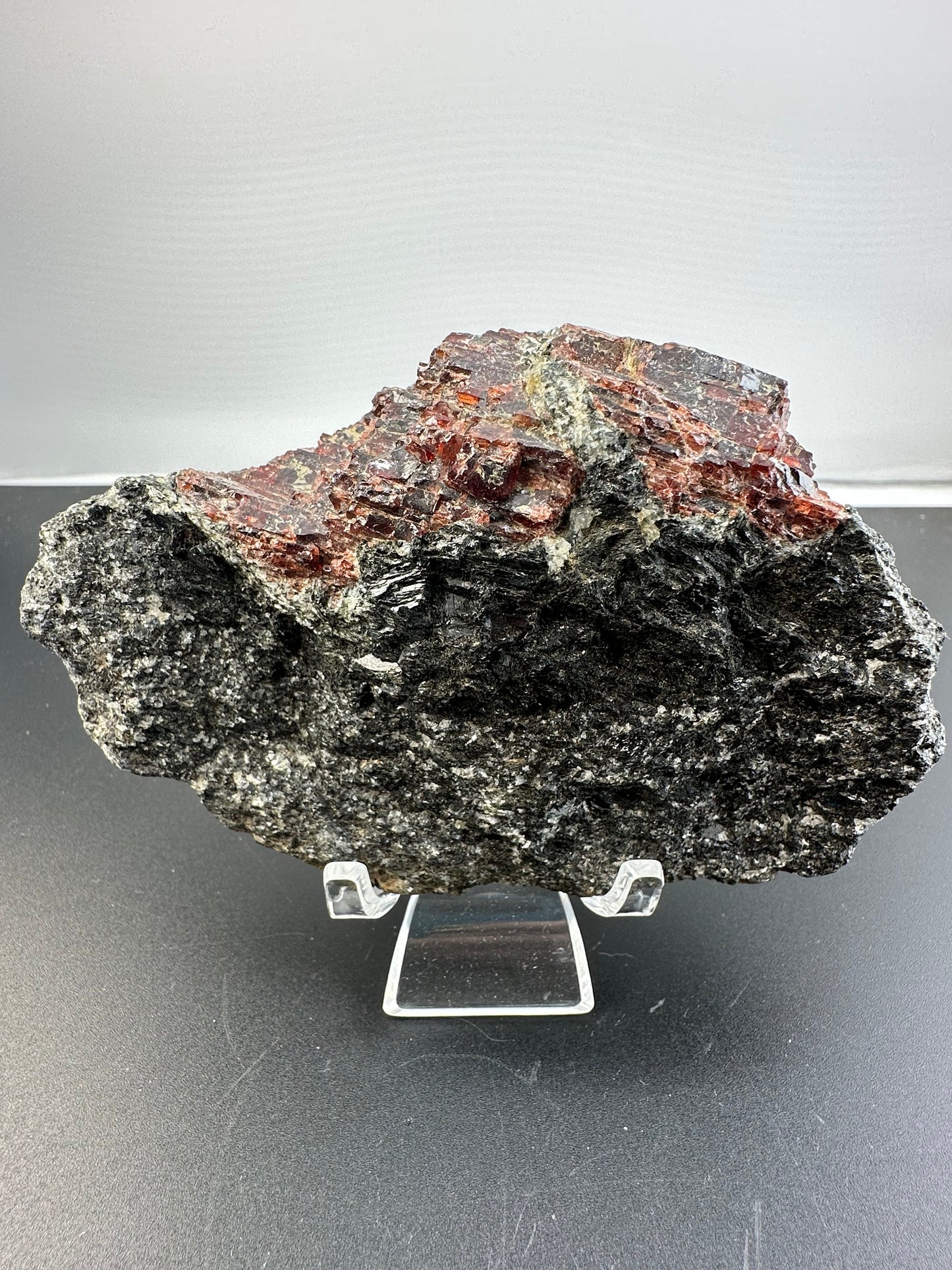 Garnet, horneblend on matrix, Barton Mines NU