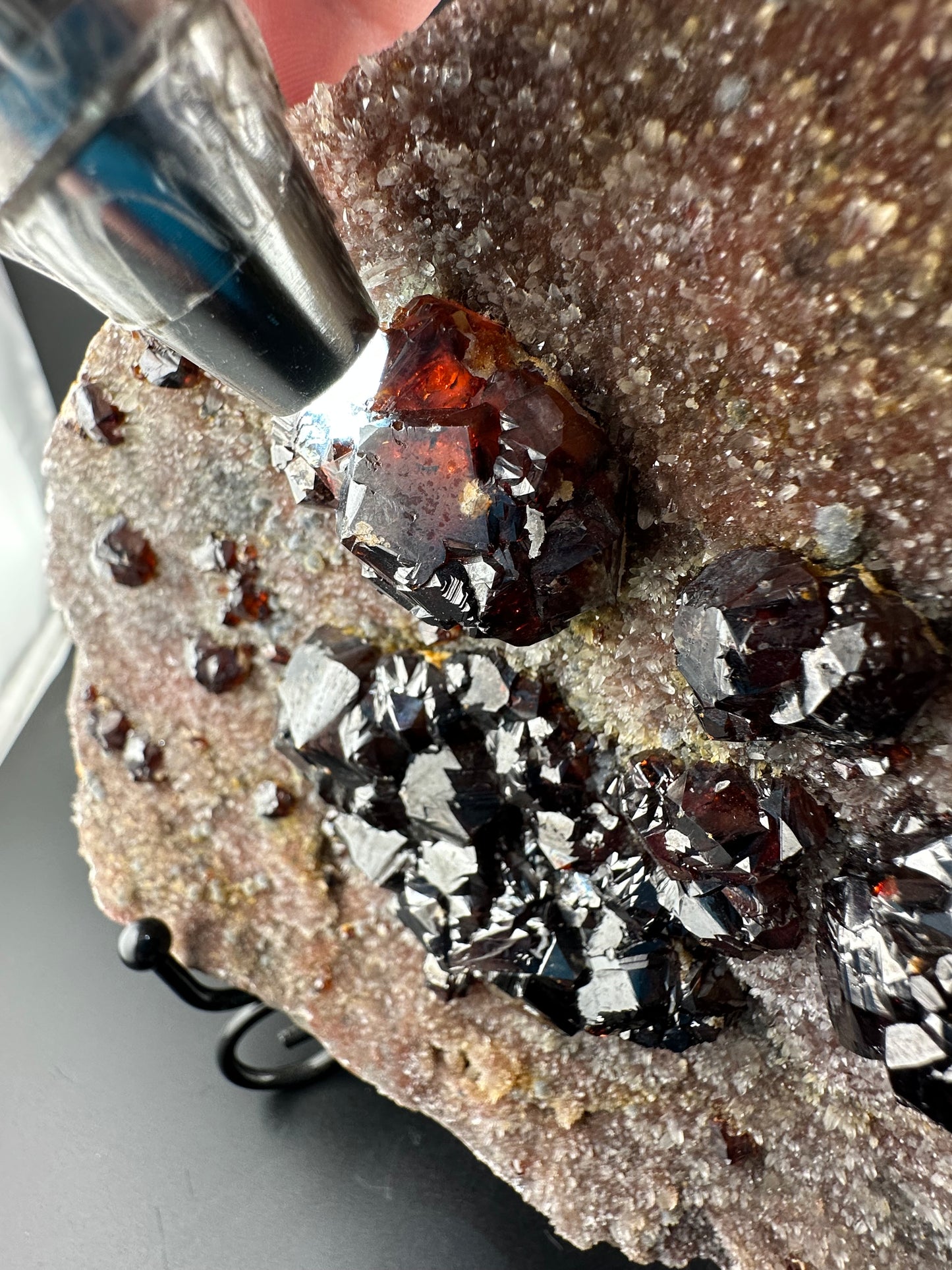 Gemmy Red Sphalerite on Quartz: Shuikoushan, Hunan, China