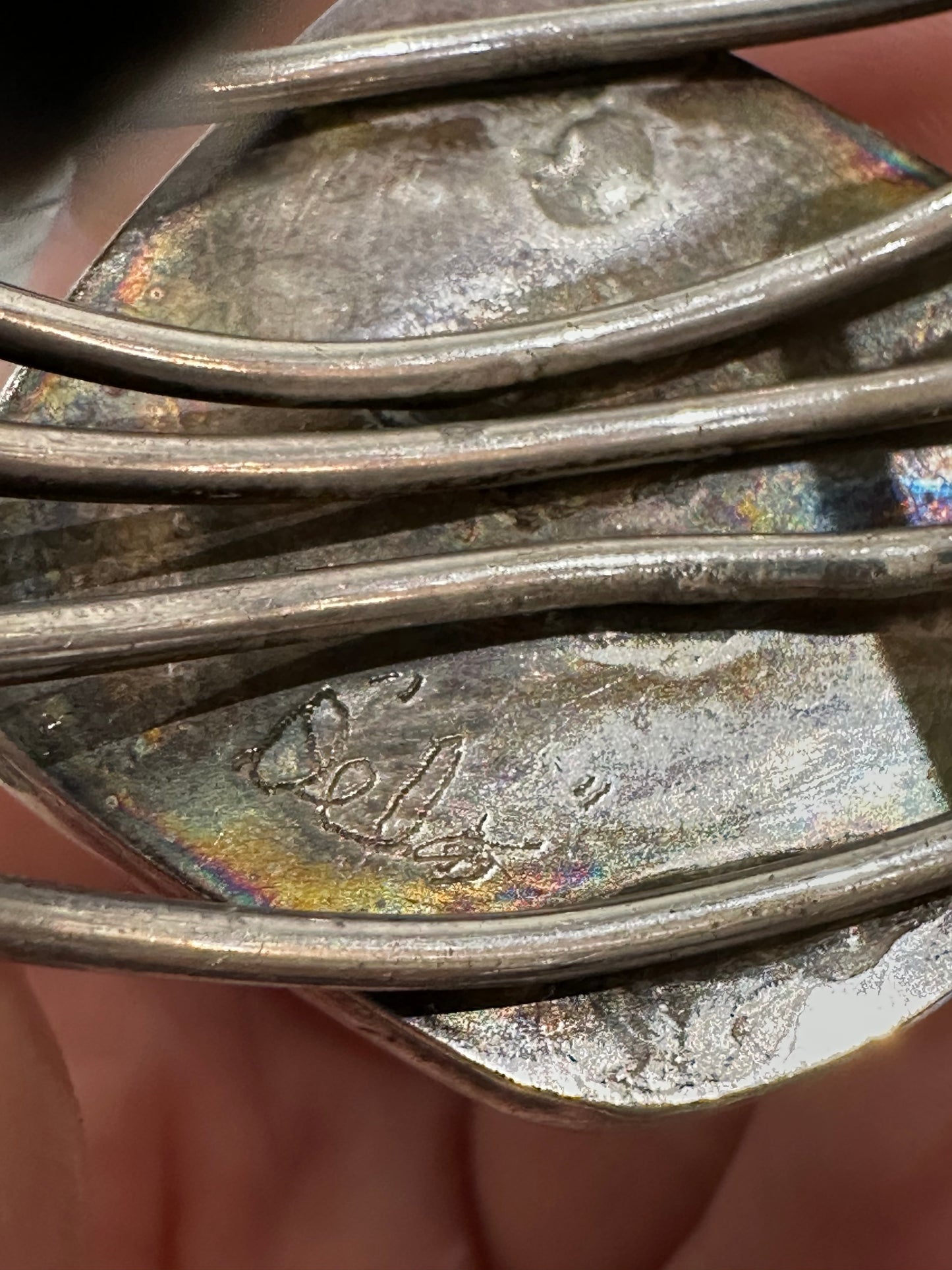 Vintage/Antique Malachite & Silver Cuff