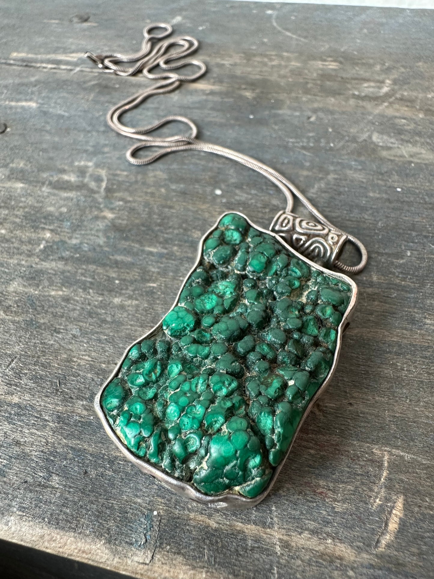 Vintage Malachite in Silver pendant