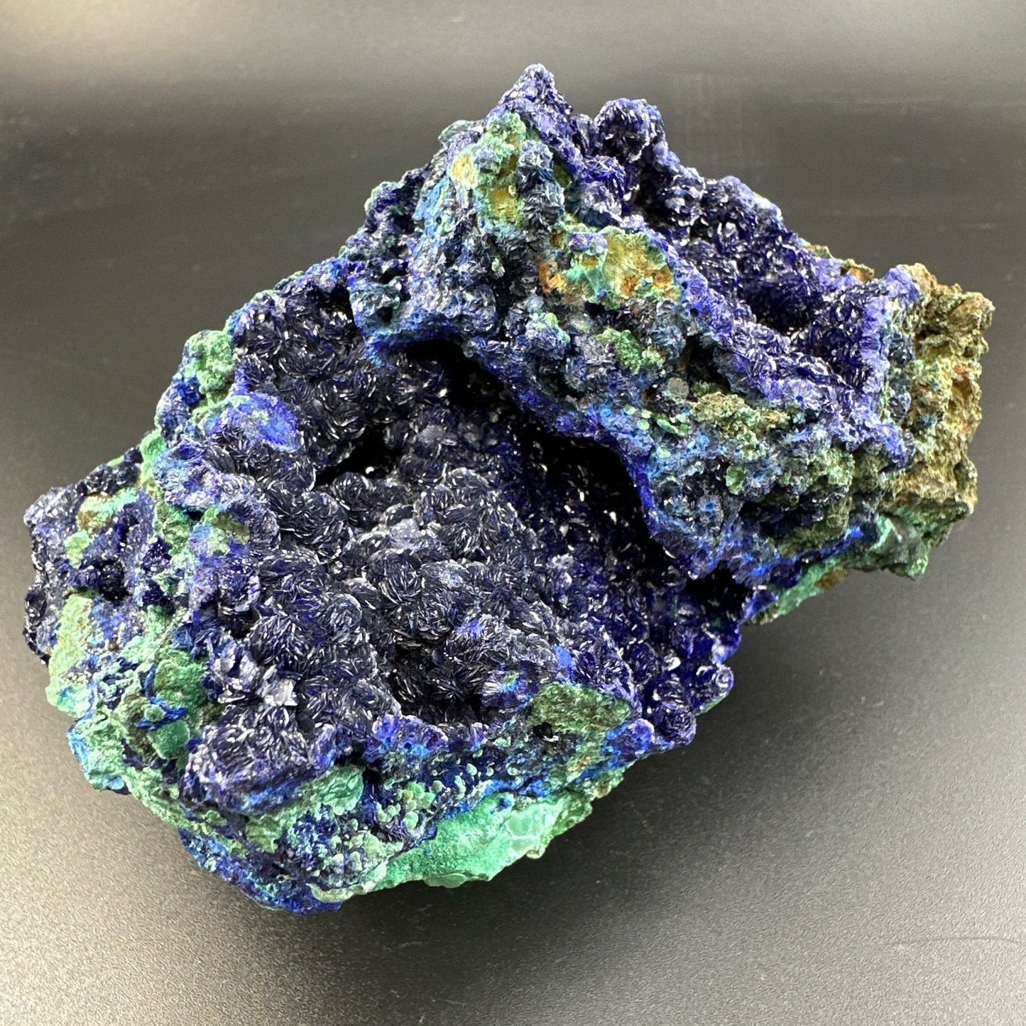 Azurite with Malachite, Goethite