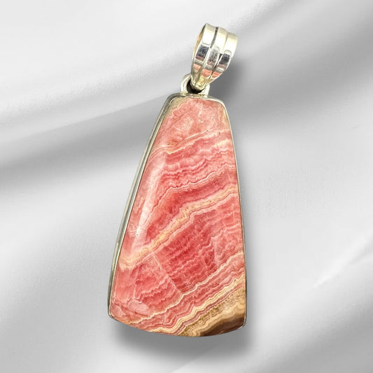 Statement Rhodochrosite Pendant set in silver
