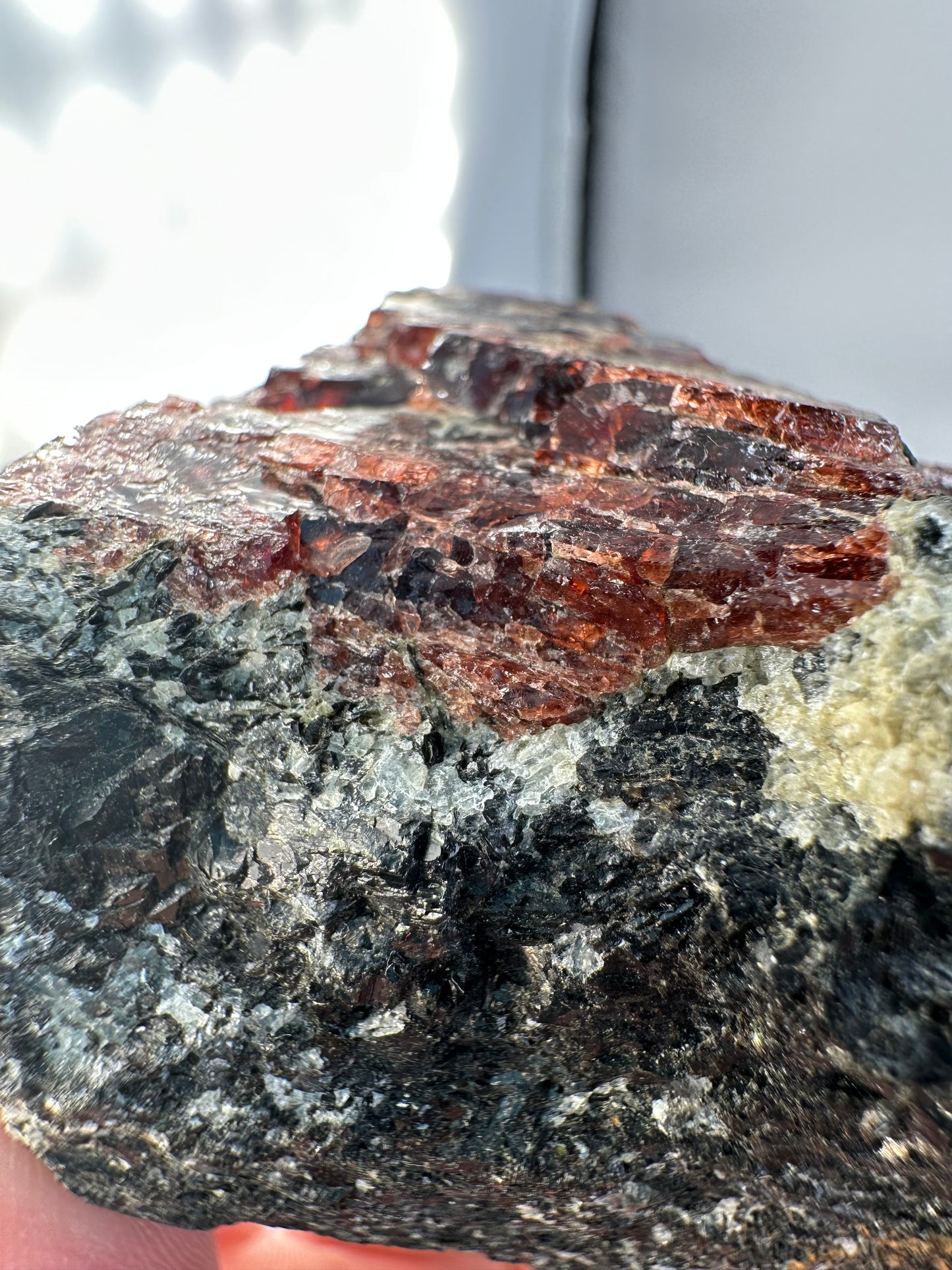 Garnet, horneblend on matrix, Barton Mines NU
