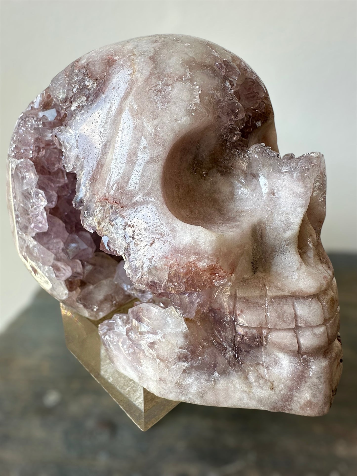 Pink & Amethyst (purple) handcarved Quartz Skull