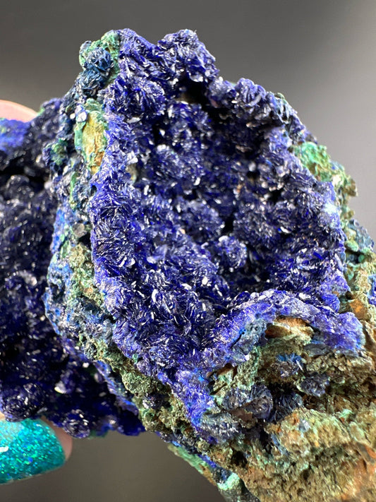 Azurite with Malachite, Goethite