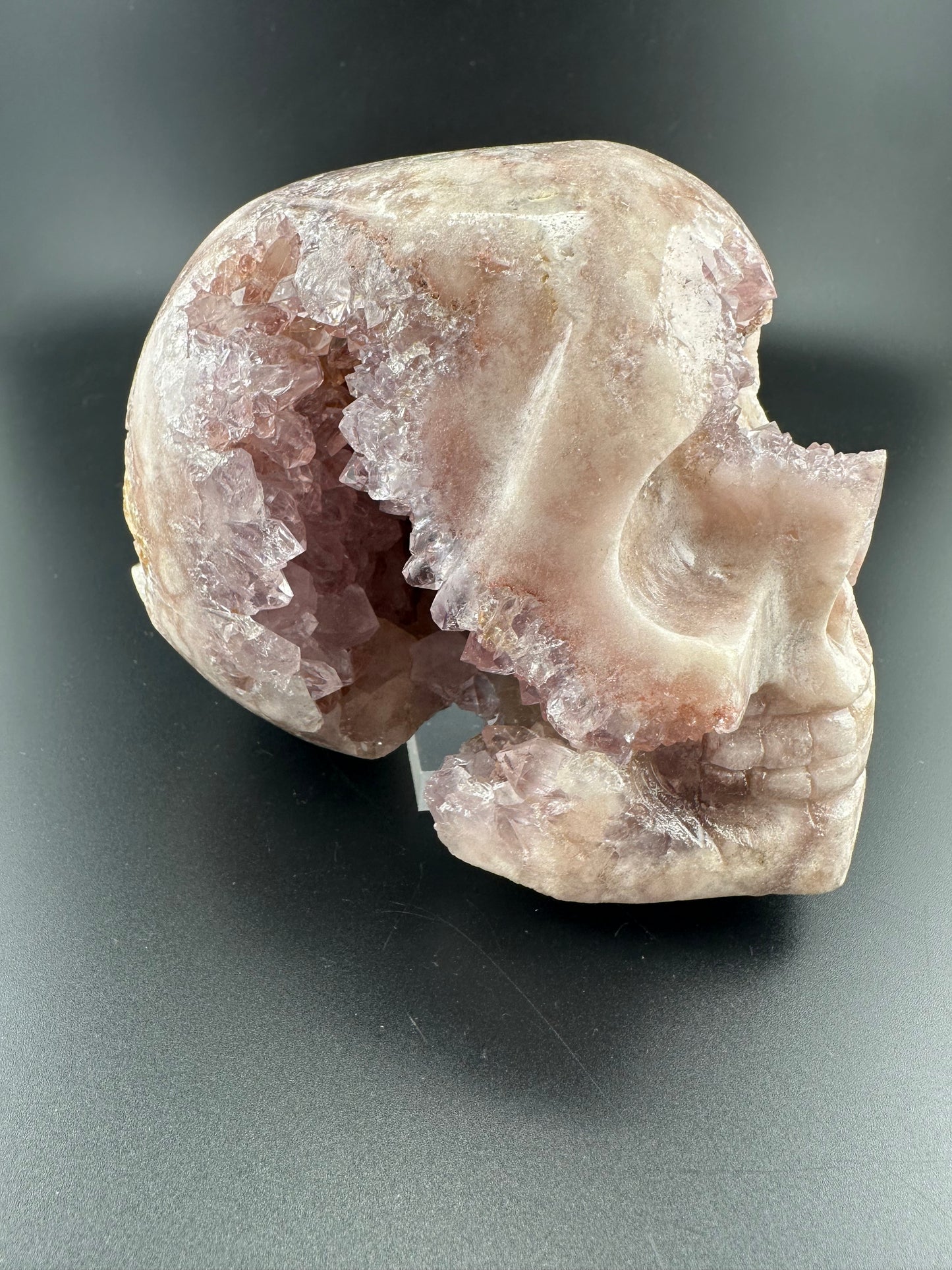 Pink & Amethyst (purple) handcarved Quartz Skull