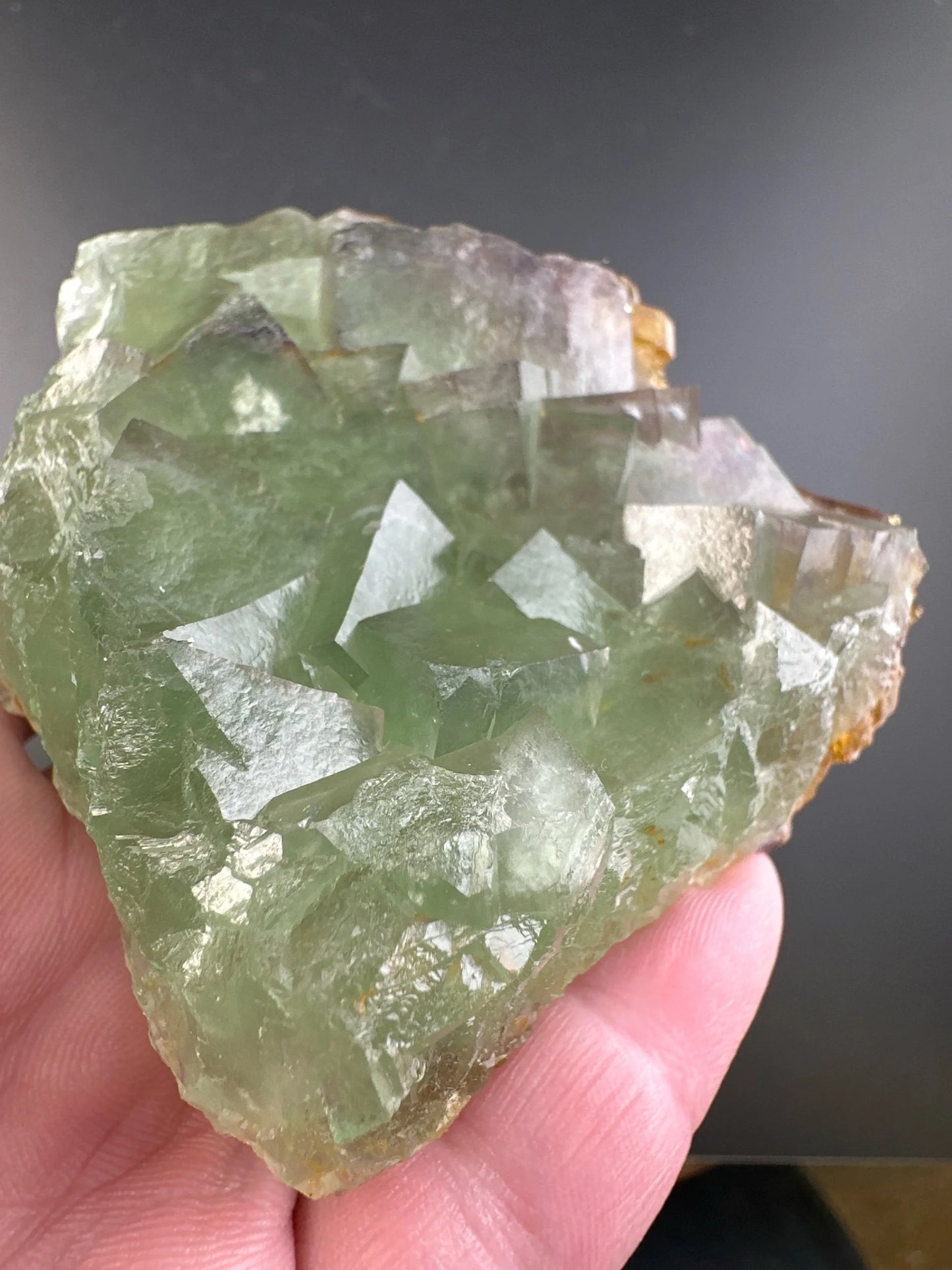 Golden Baryte / Barite on Green & Purple Fluorite, Jiangxi